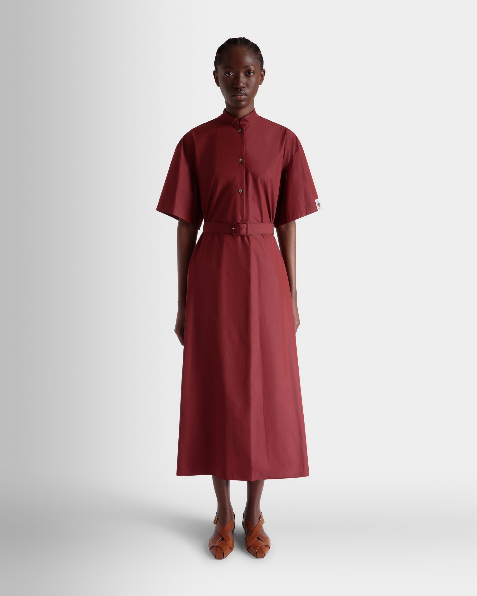 Abito Con Cintura In Popeline Di Misto Cotone Heritage Red - Donna - Bally - 02