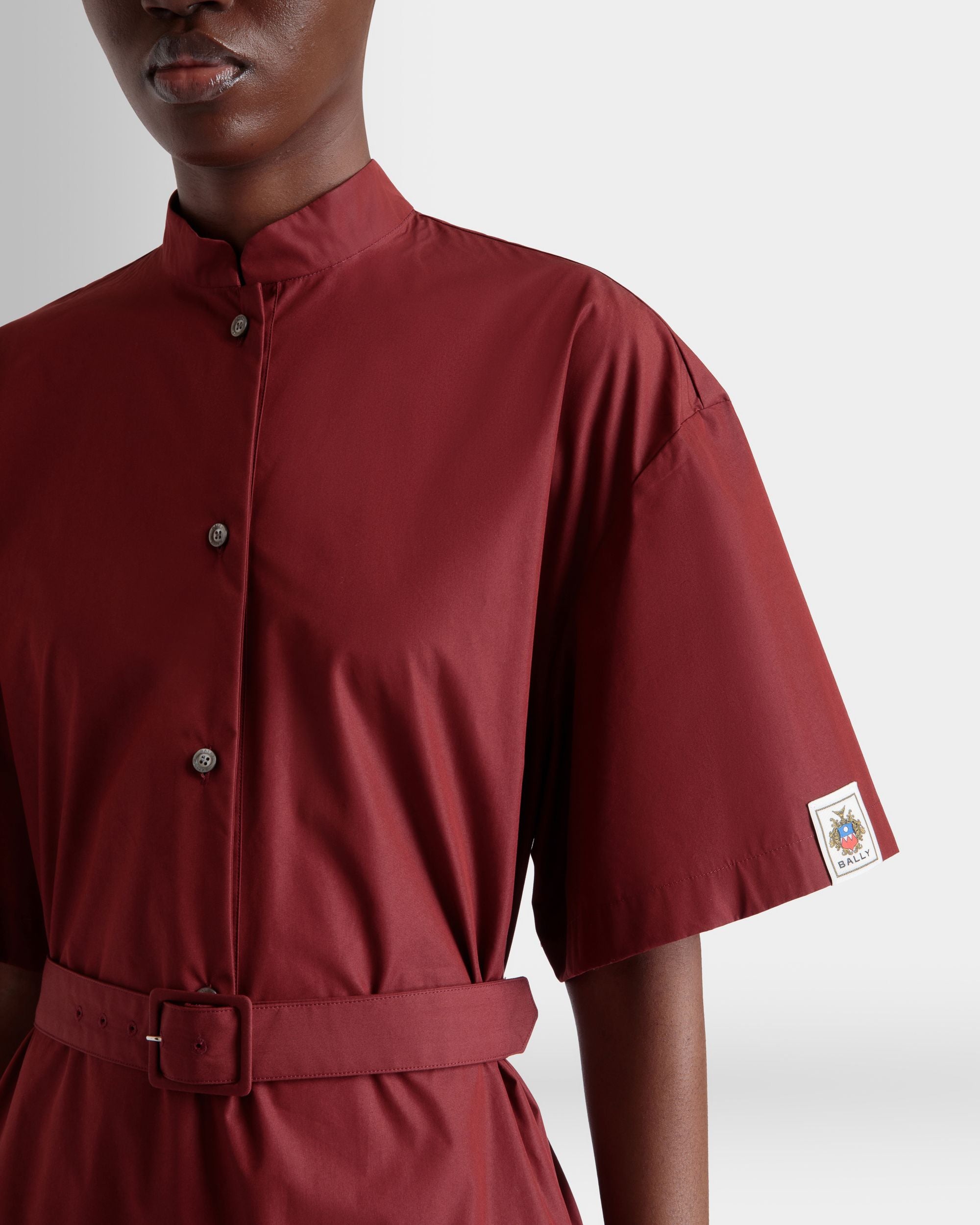 Kleid Aus Baumwollpopeline Mit Gürtel In Heritage Red - Donna - Bally - 03
