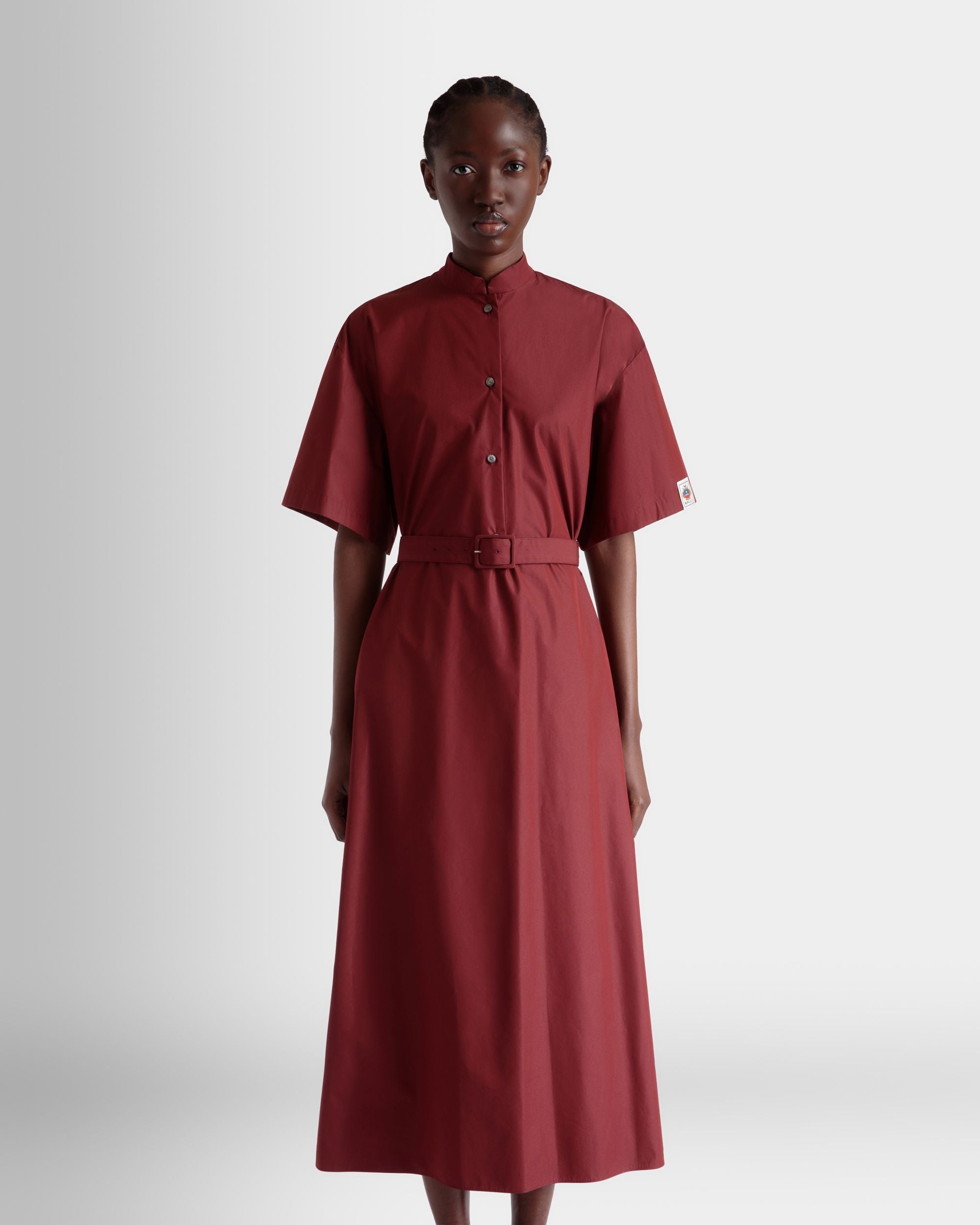 Kleid Aus Baumwollpopeline Mit Gürtel In Heritage Red - Women's - Bally - 08