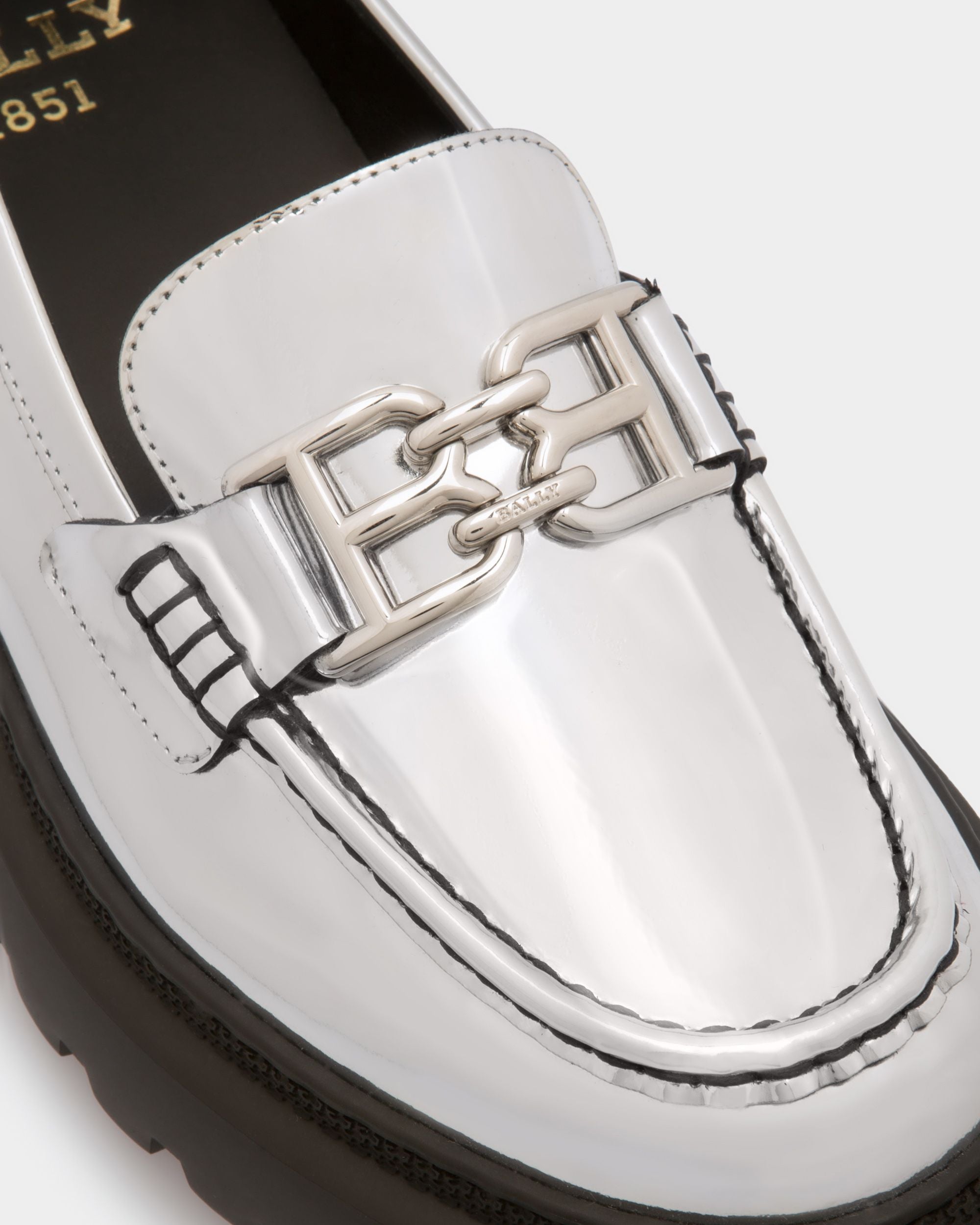 Gioia Mocassins En Cuir Argenté - Femme - Bally - 03
