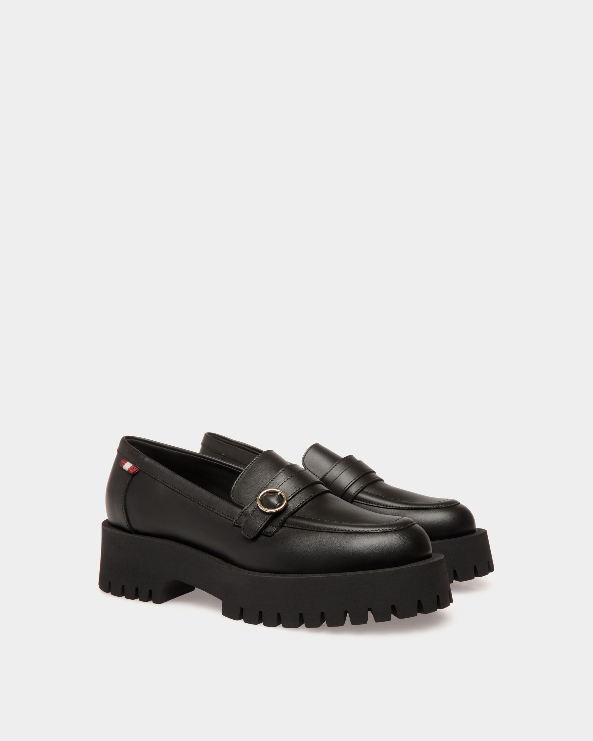 Moccassin In Black Leather - Femme - Bally - 02