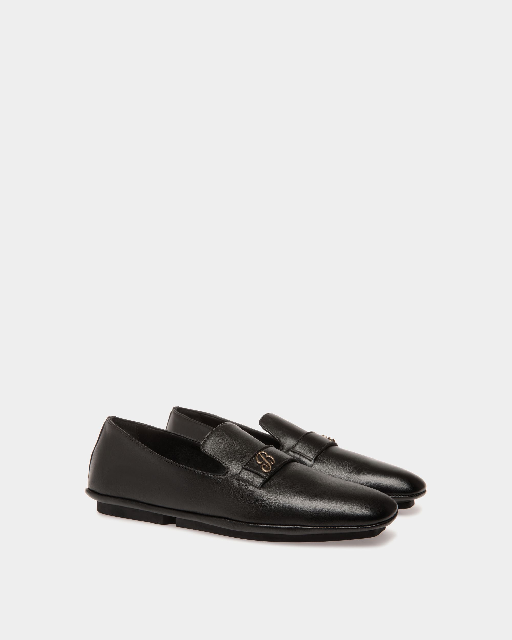 Slipper in Black Leather - Women's - Bally - 02