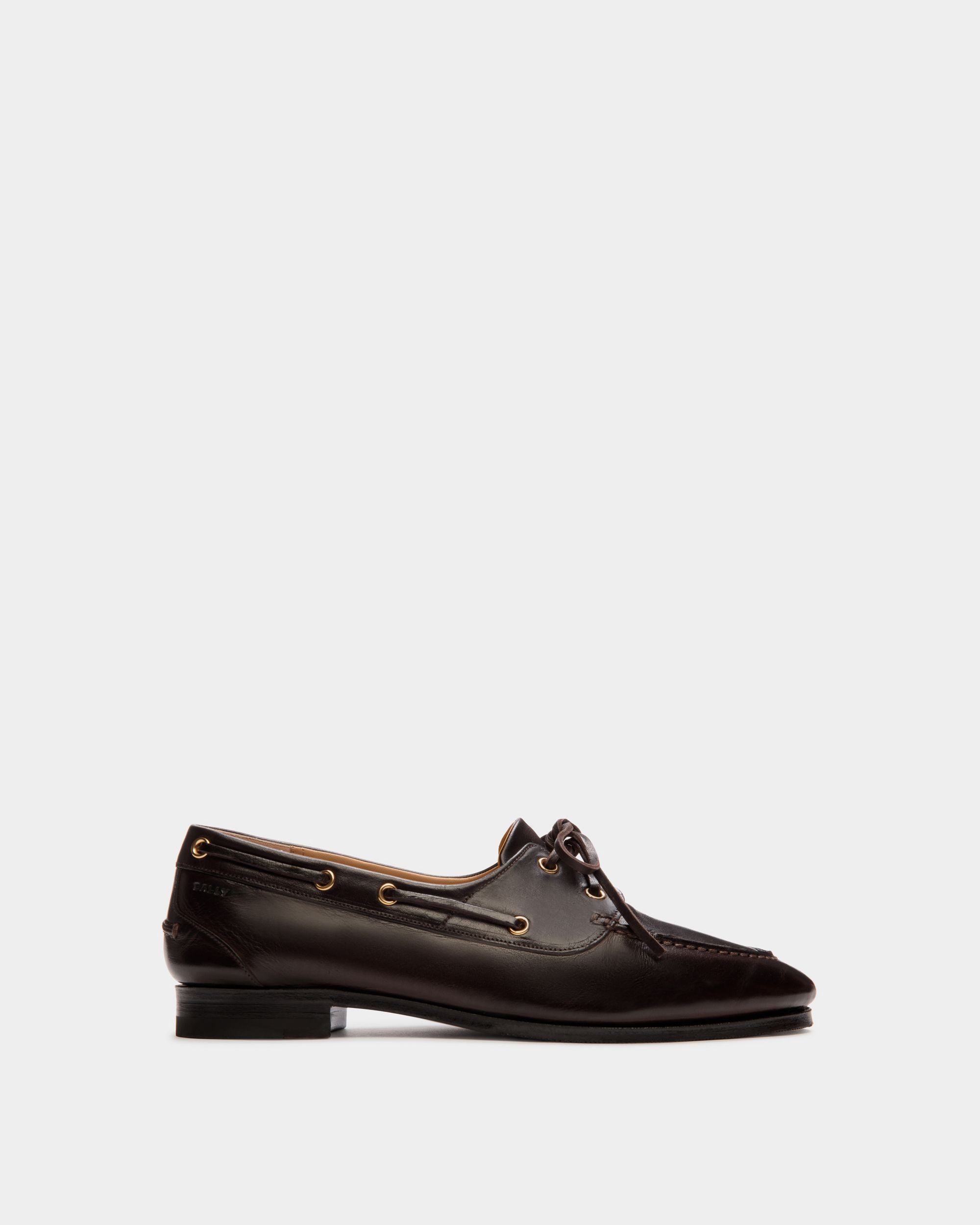 Plume Moccasin in Dark Brown Leather - Women's - Bally - 01