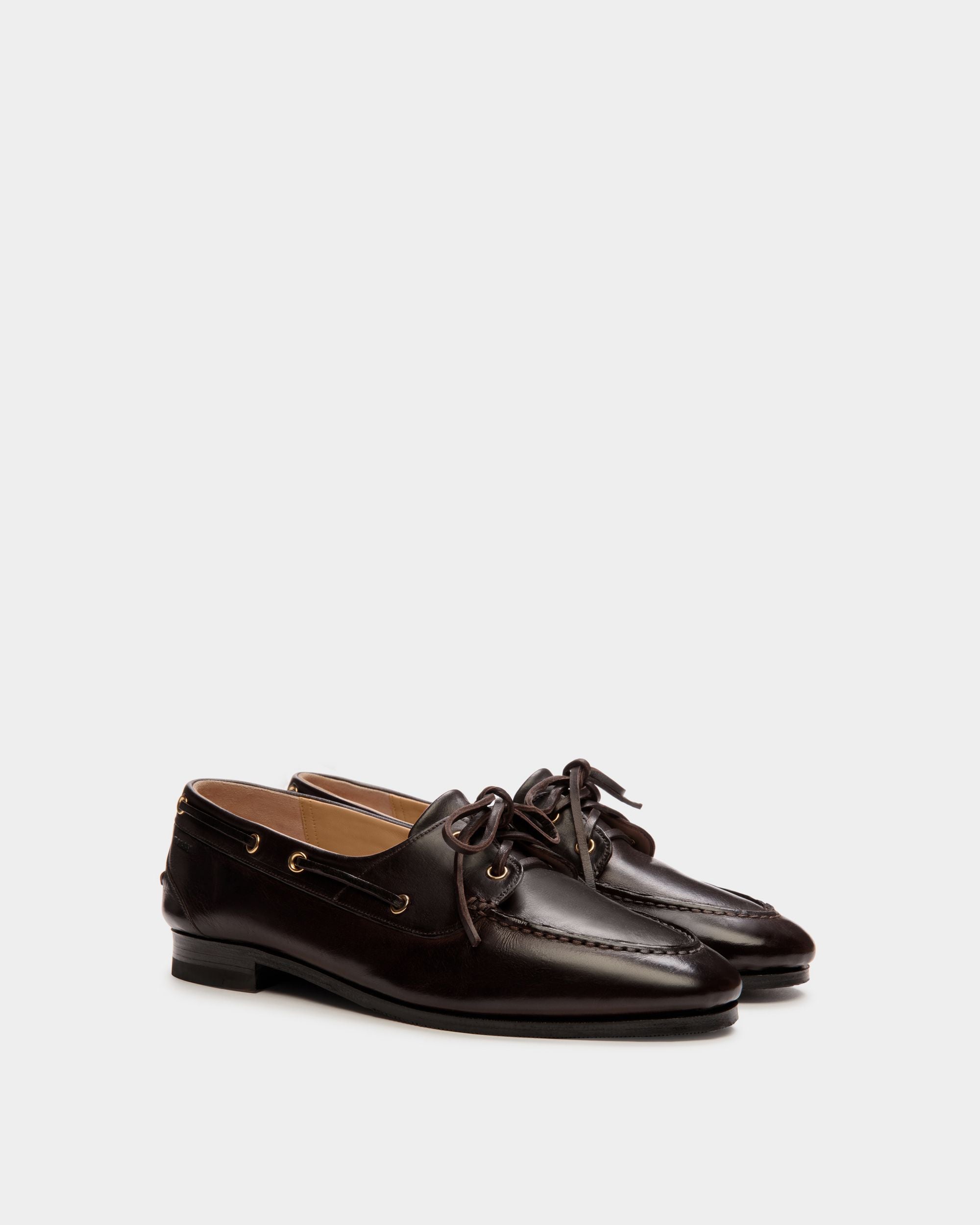 Plume Moccasin in Dark Brown Leather - Women's - Bally - 03