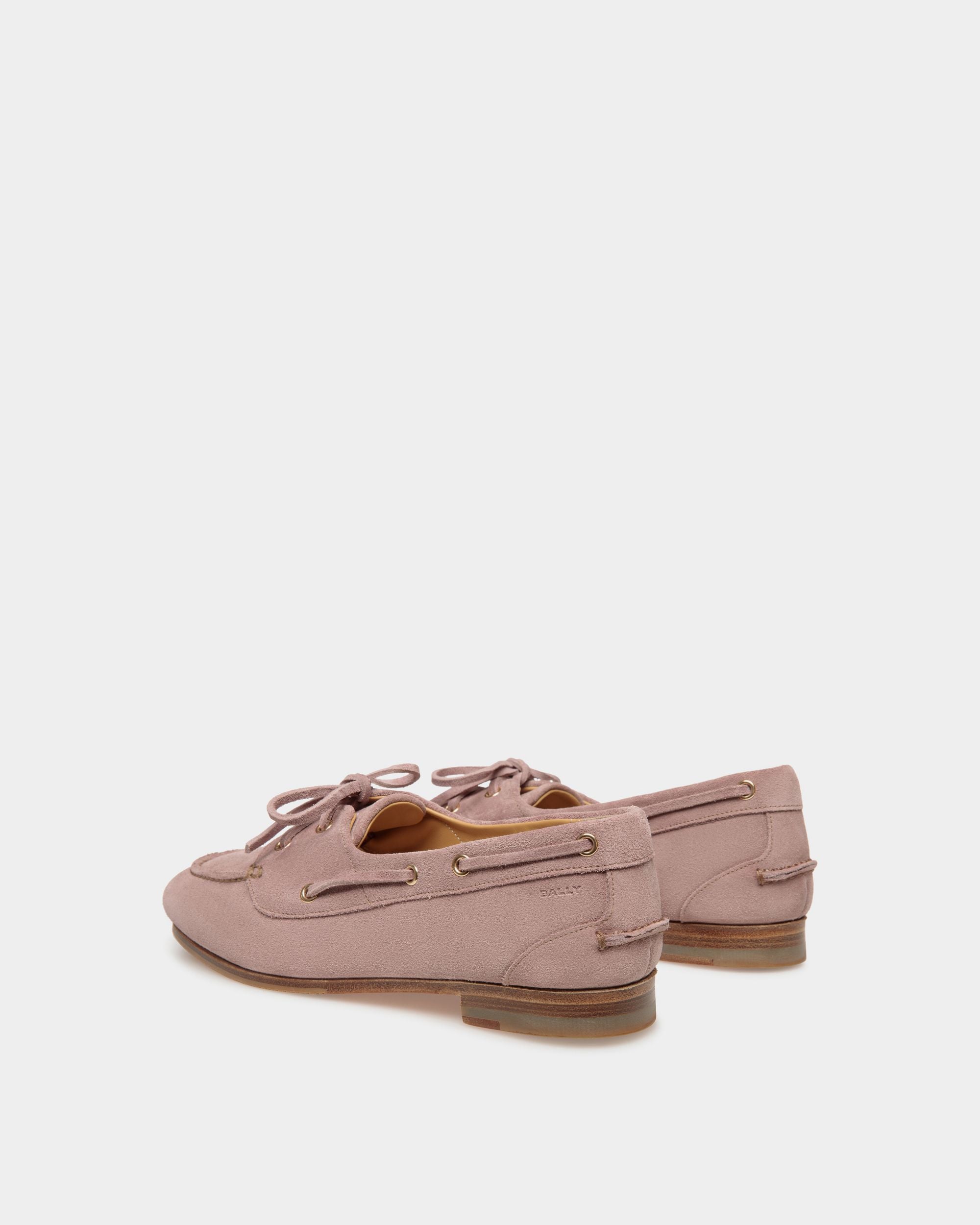 Mocassin Plume En Daim Mauve Clair - Femme - Bally - 03