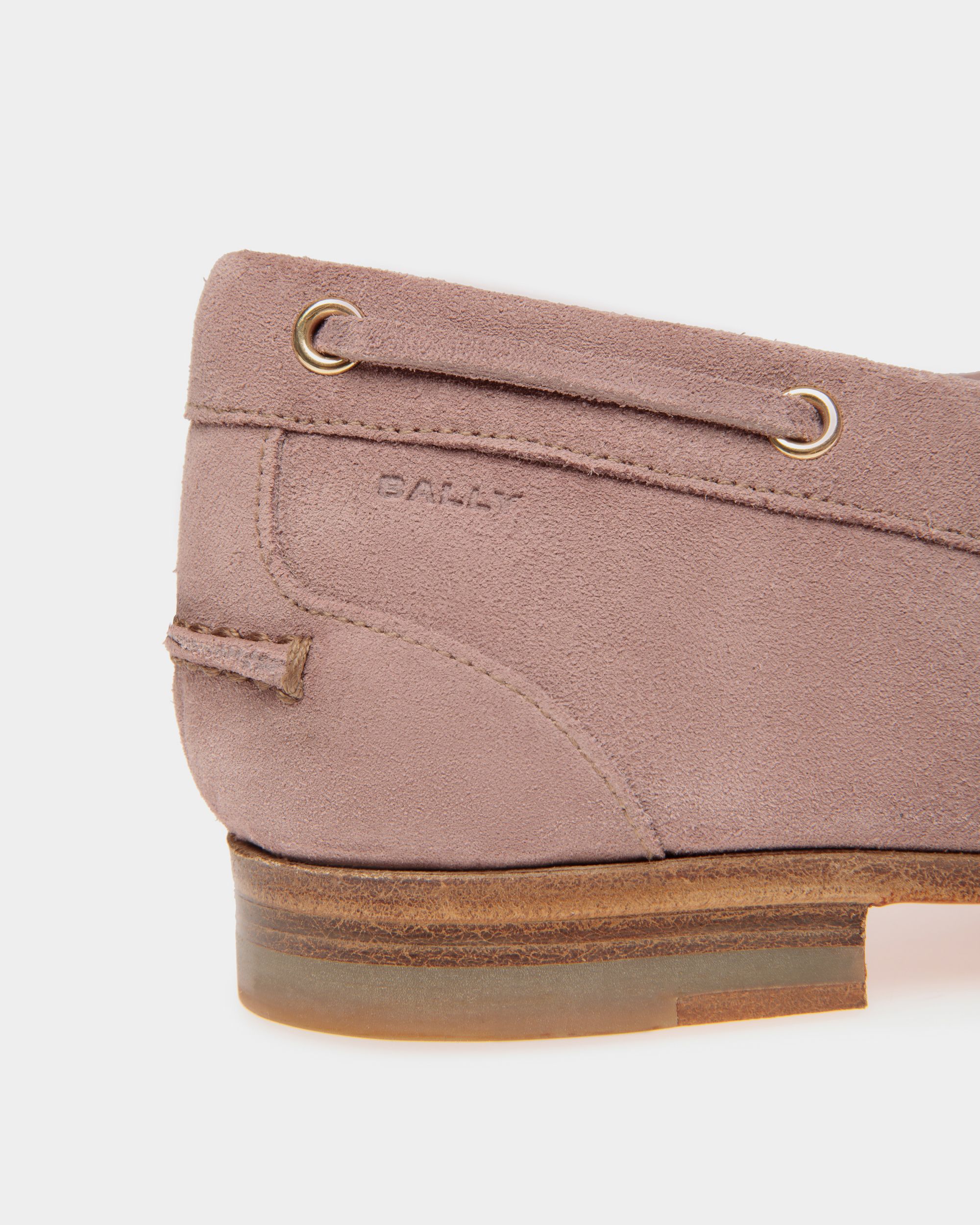 Mocassin Plume En Daim Mauve Clair - Femme - Bally - 04