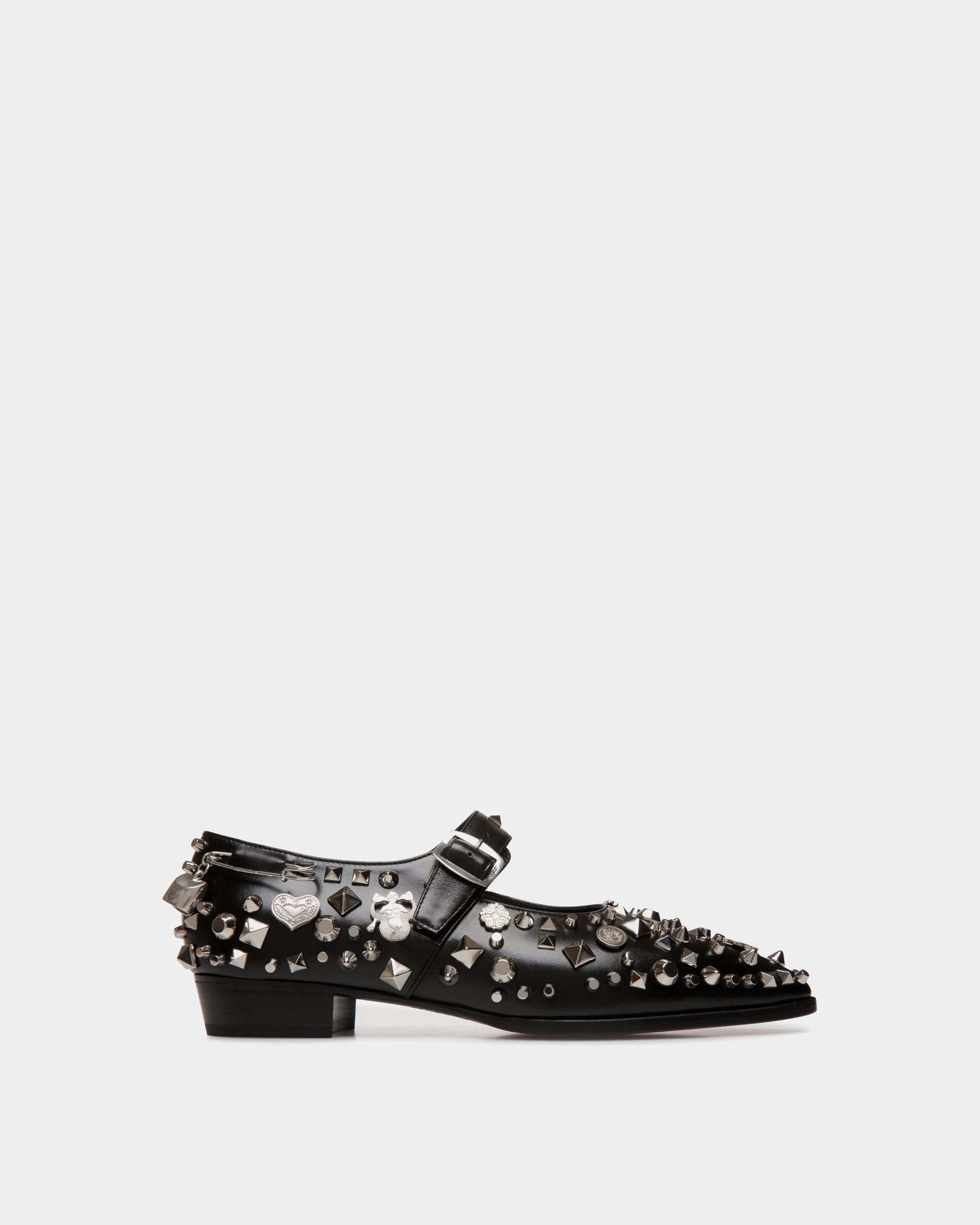 Glendale Mary-Jane In Black Leather with Studs - Women's - Bally - 01
