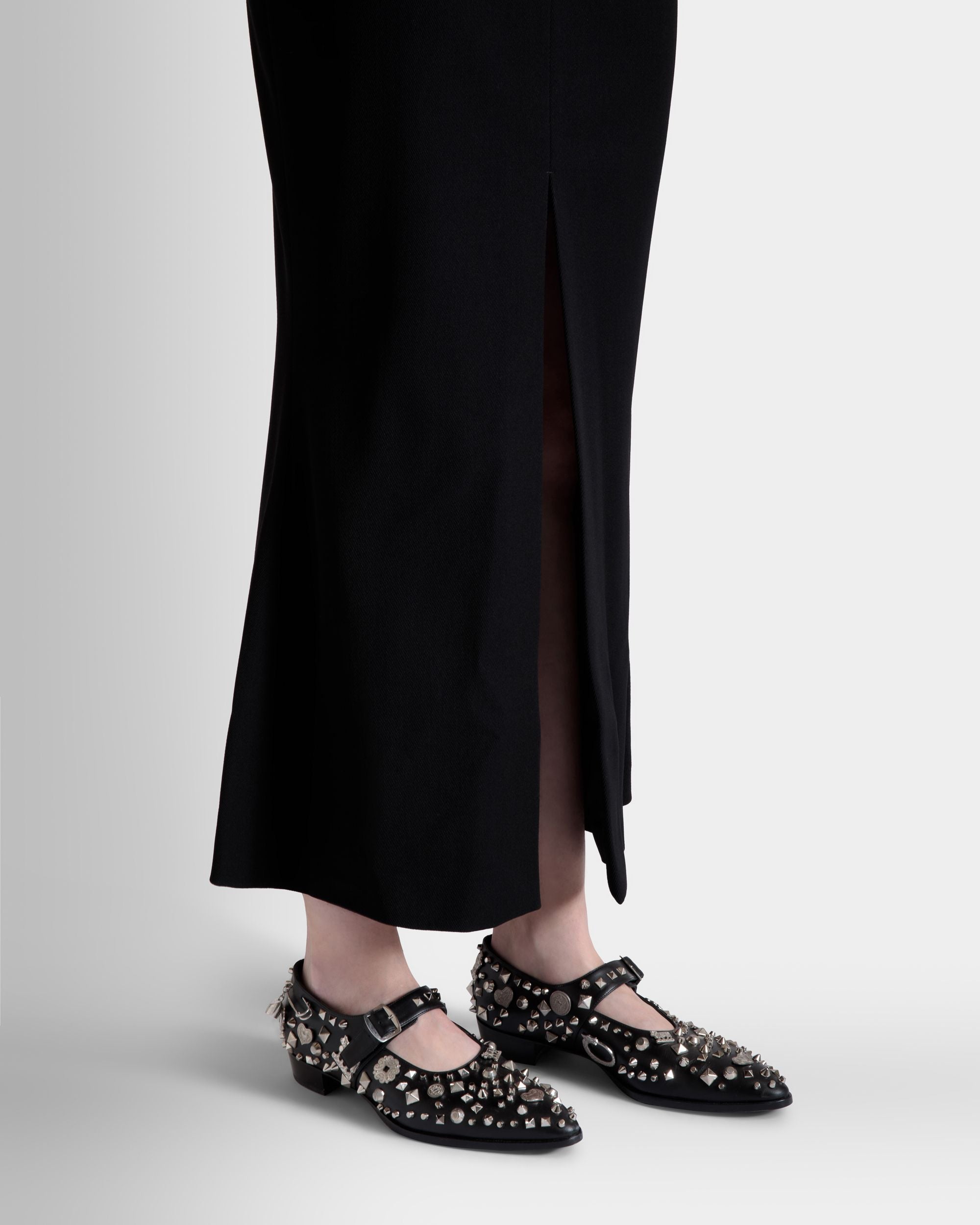 Glendale Mary-Jane In Black Leather with Studs - Women's - Bally - 02
