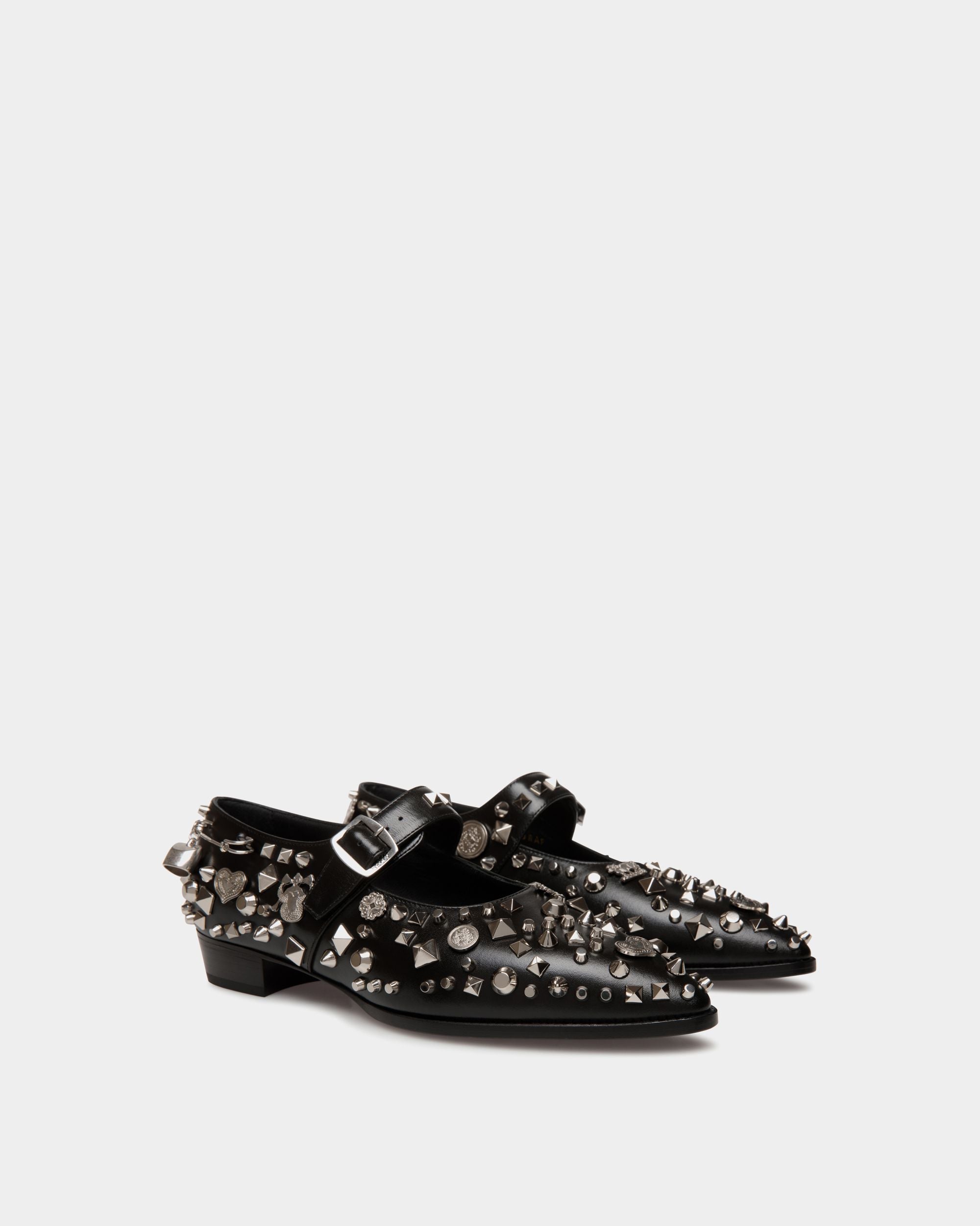 Glendale Mary-Jane In Black Leather with Studs - Women's - Bally - 03