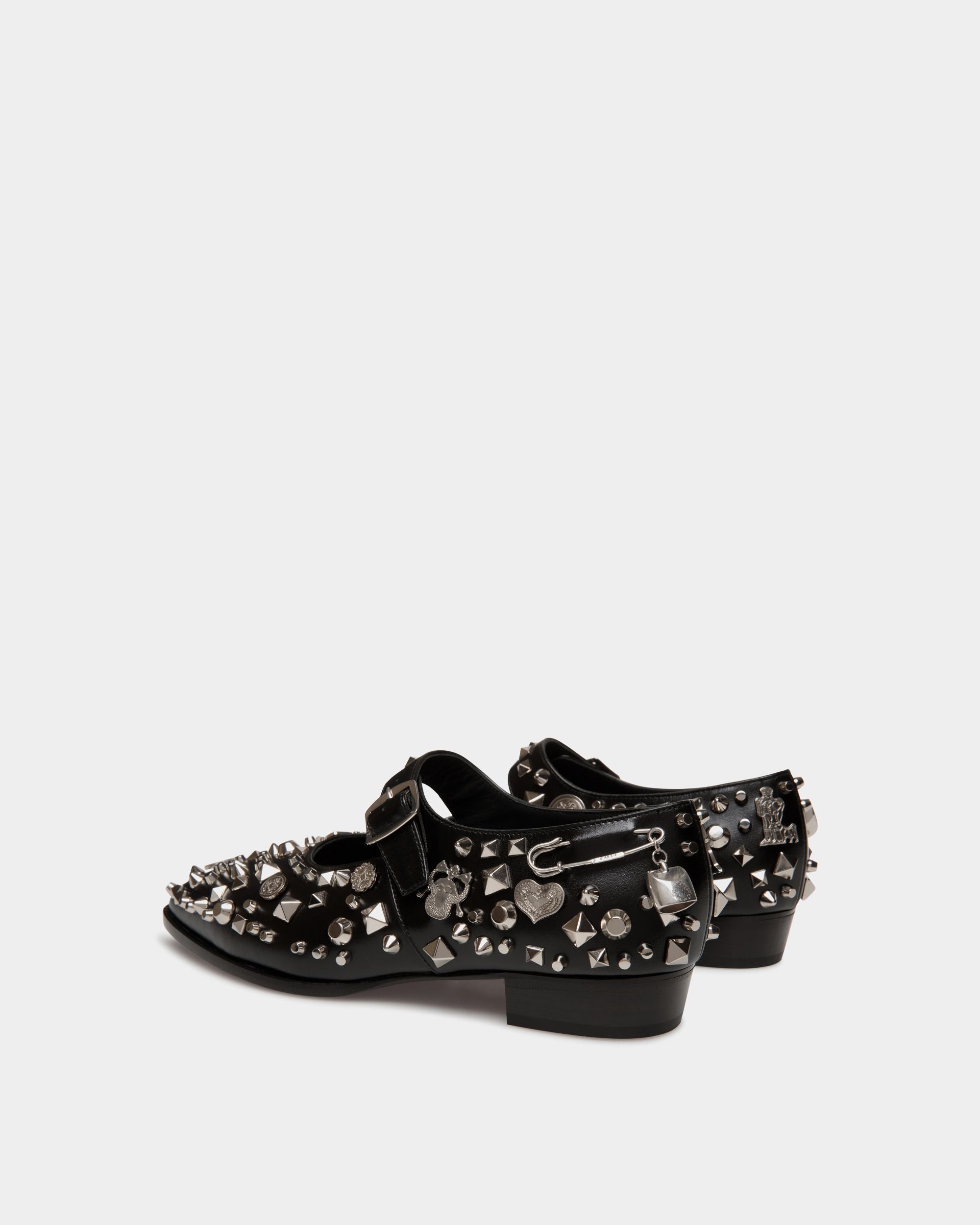 Glendale Mary-Jane In Black Leather with Studs - Women's - Bally - 04