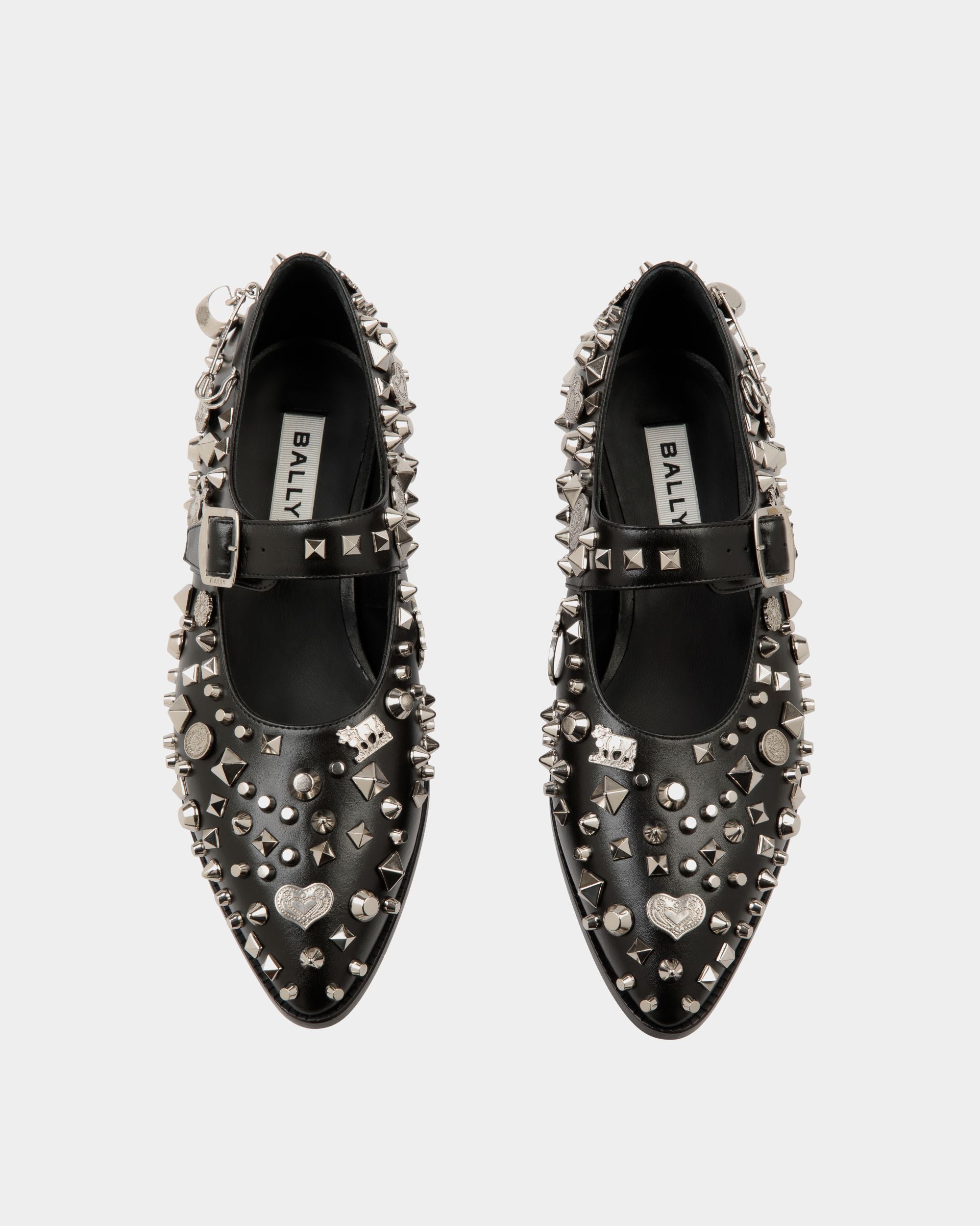 Glendale Mary-Jane In Black Leather with Studs - Women's - Bally - 05