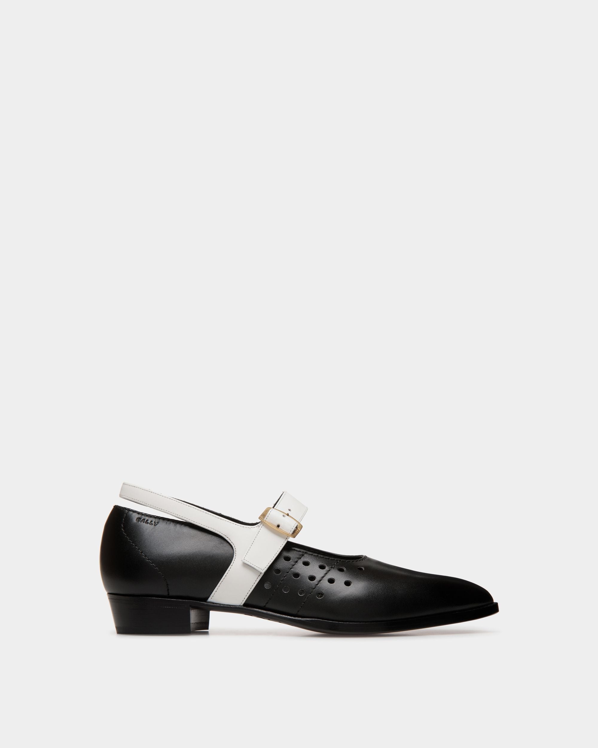 Glendale Mary-Jane In Black and White Leather - Damen - Bally - 01
