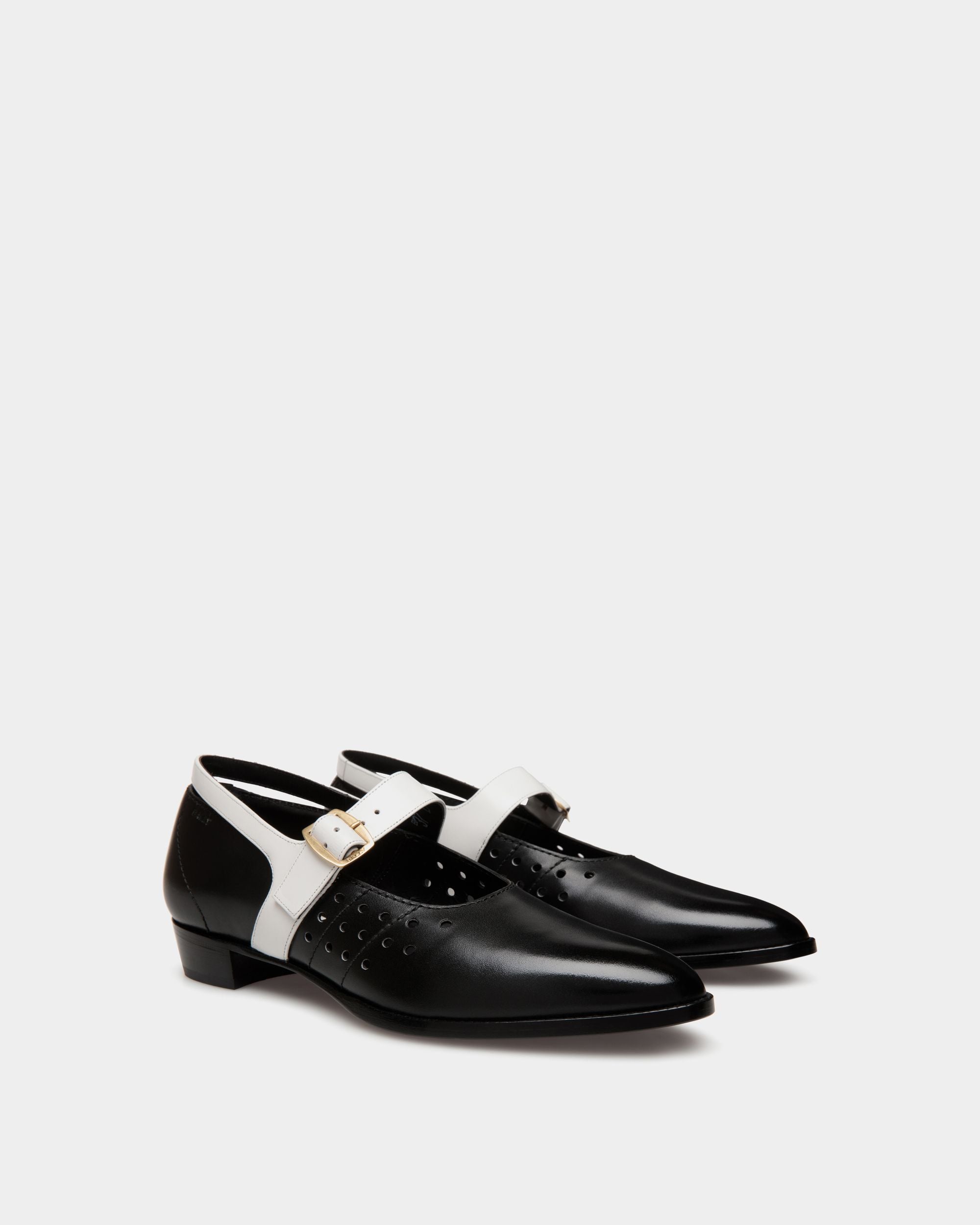 Glendale Mary-Jane In Black and White Leather - Damen - Bally - 03
