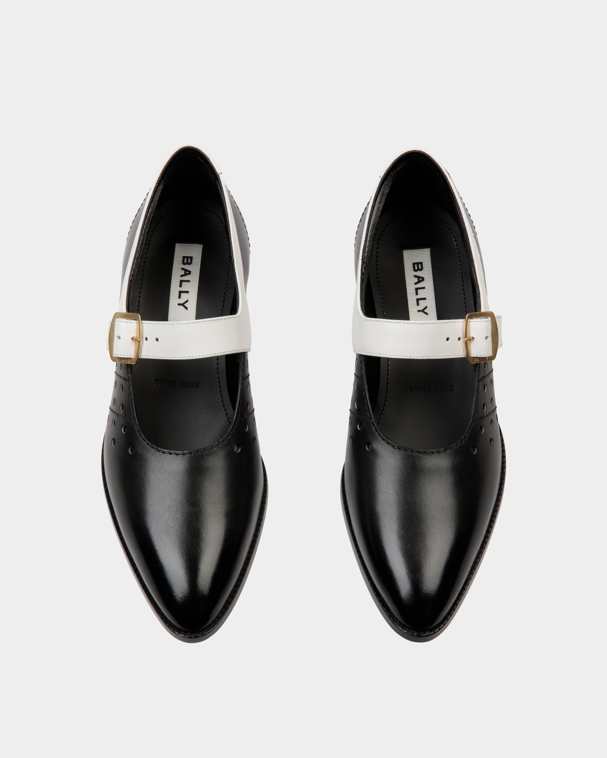 Glendale Mary-Jane In Black and White Leather - Damen - Bally - 05