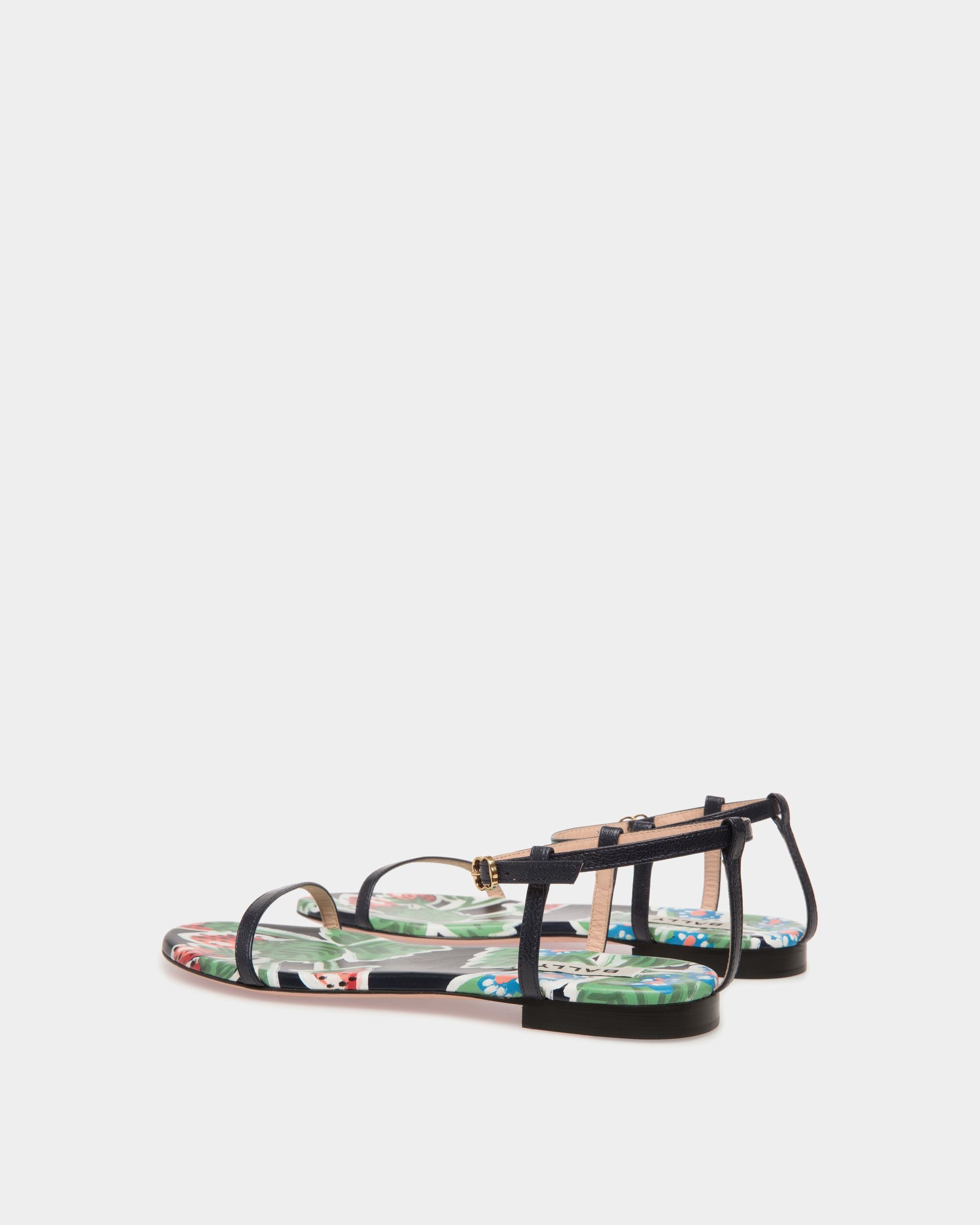 Katy Flat Sandale Aus Bedrucktem, Gebürstetem Leder In Strawberry - Damen - Bally - 04