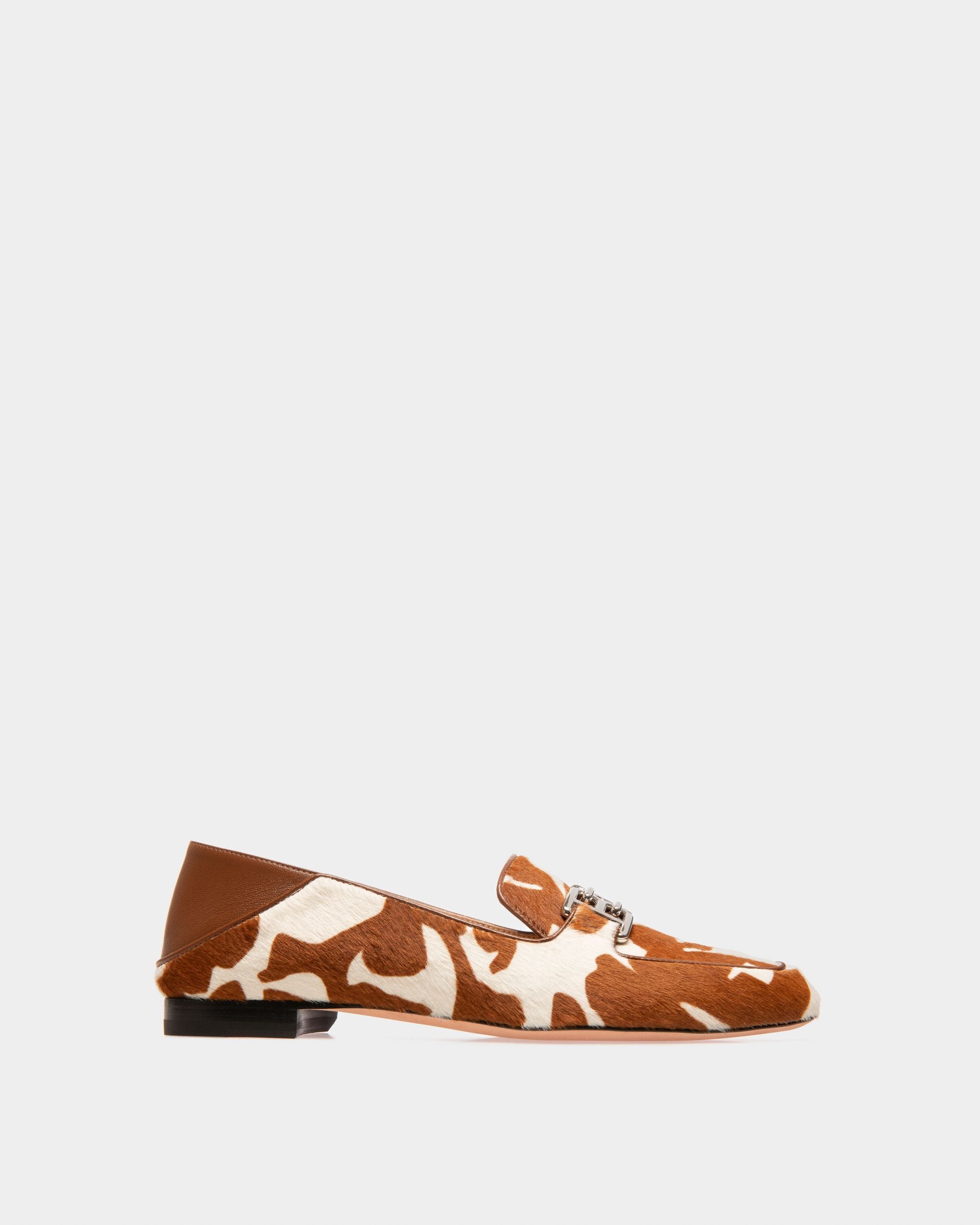 Ellah Flat Mocassini In Pelle Bianca E Marrone - Donna - Bally - 01