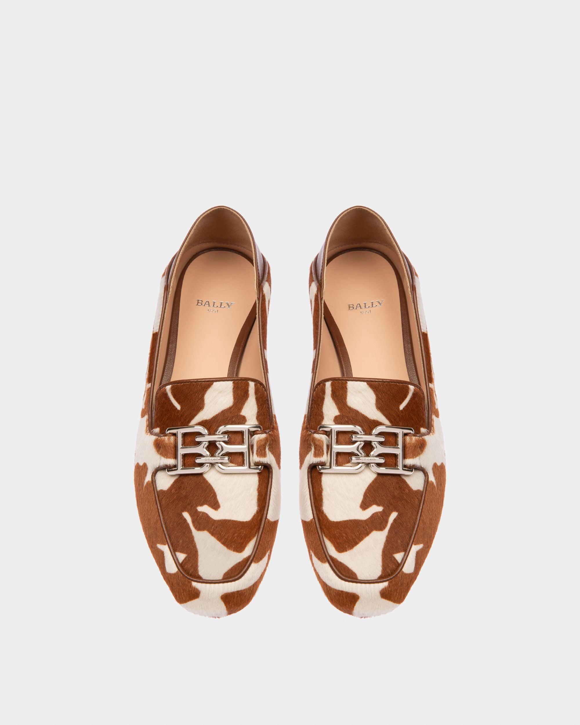Ellah Flat Mocassini In Pelle Bianca E Marrone - Donna - Bally - 03