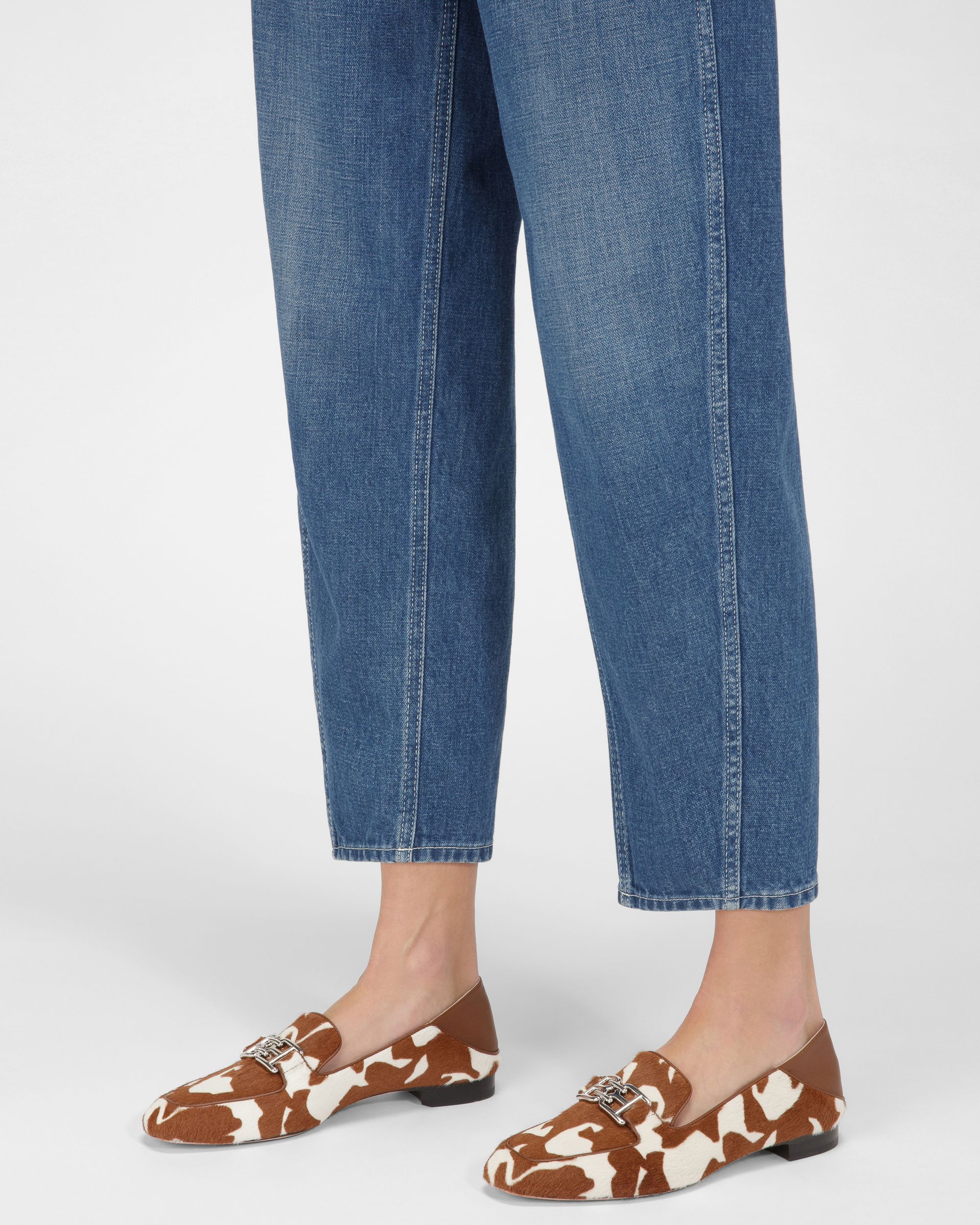 Ellah Flat Mocassini In Pelle Bianca E Marrone - Donna - Bally - 08