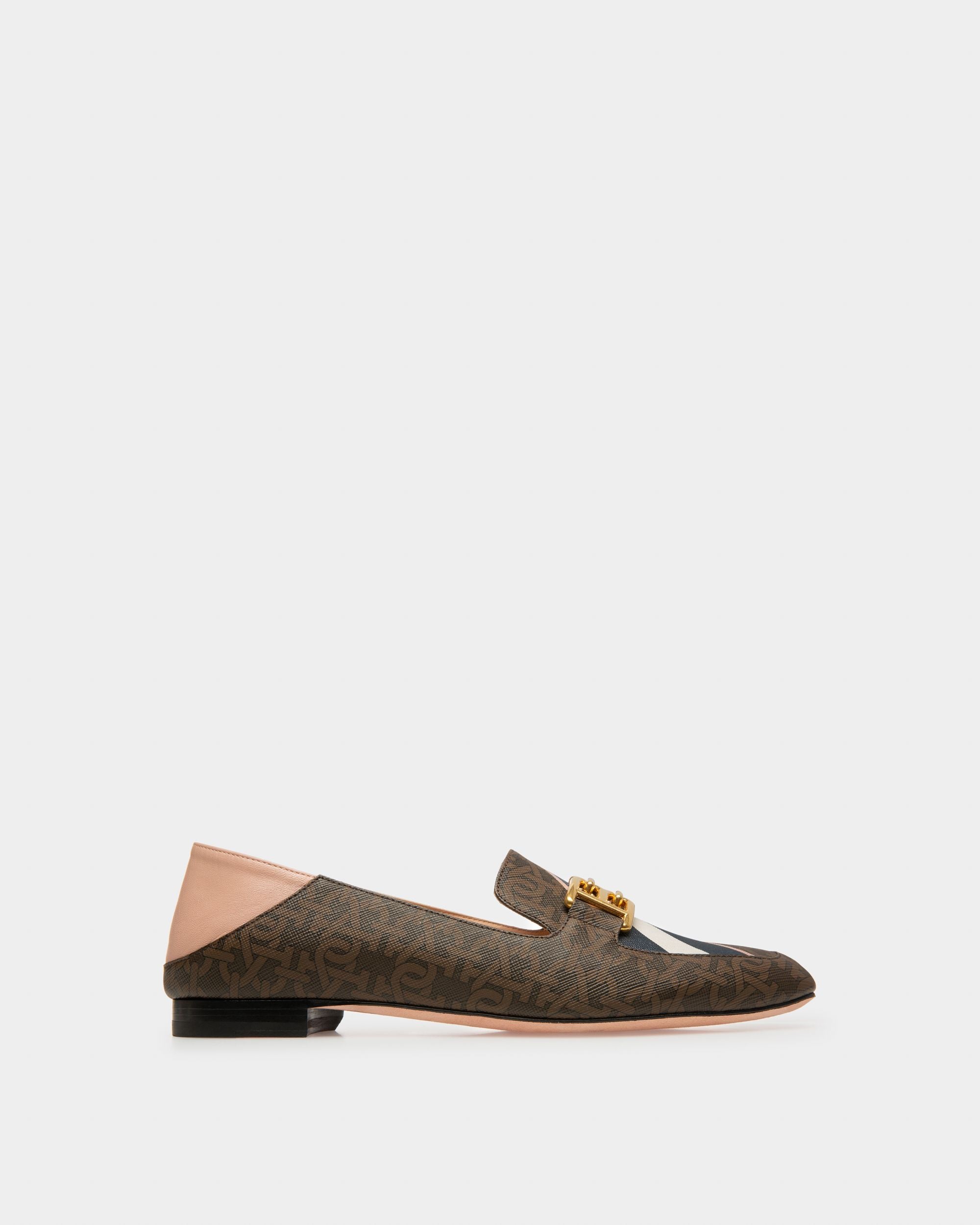 Ellah Flat Slipper Aus Braunem Leder Und Baumwolle - Damen - Bally - 01