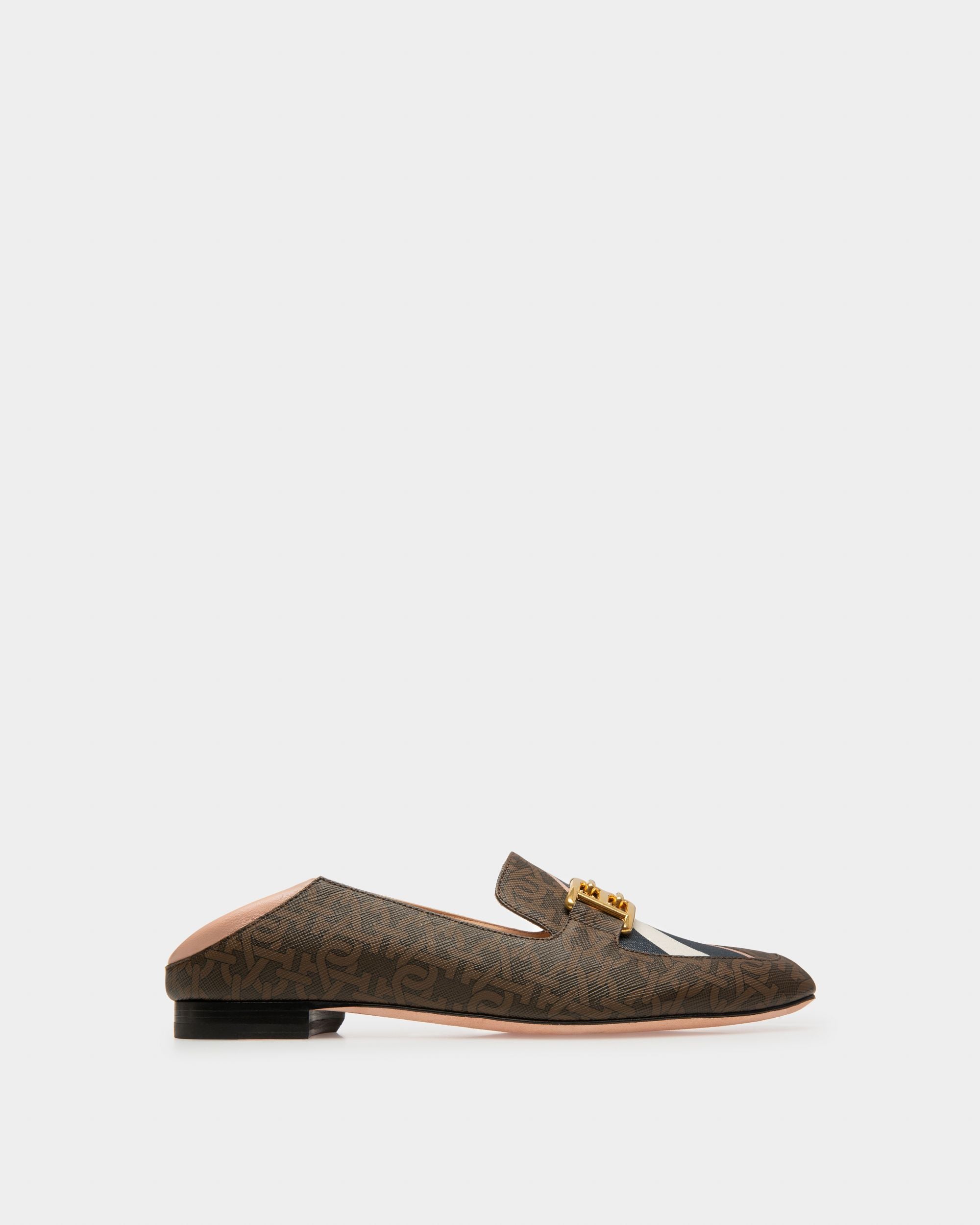 Ellah Flat Slipper Aus Braunem Leder Und Baumwolle - Damen - Bally - 02
