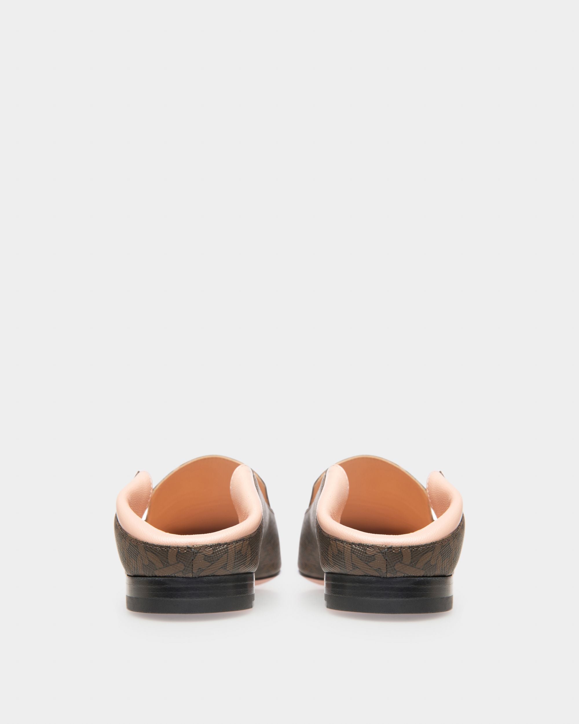 Ellah Flat Slipper Aus Braunem Leder Und Baumwolle - Damen - Bally - 05