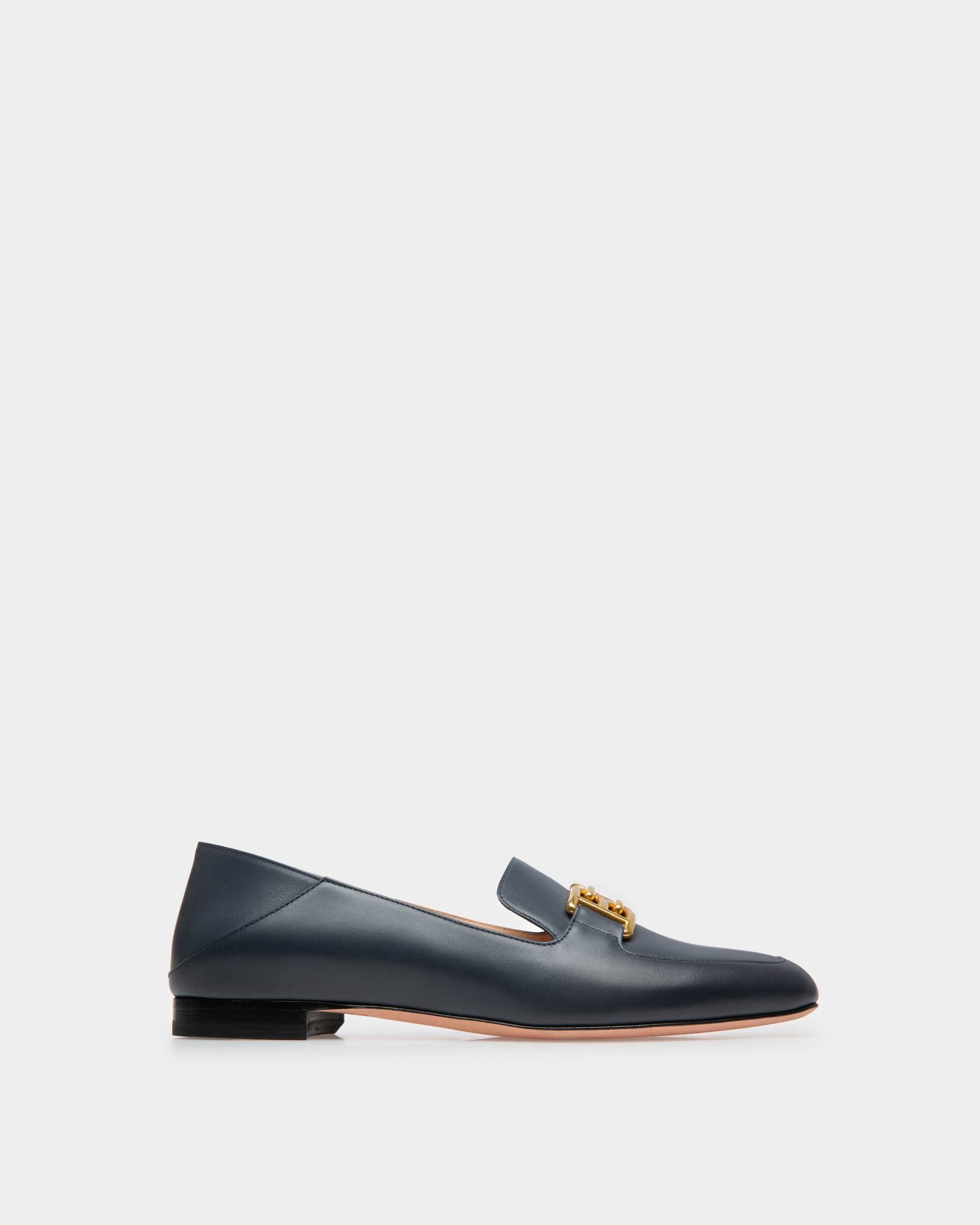Ellah Flat Loafer Aus Marineblauem Leder - Damen - Bally - 01