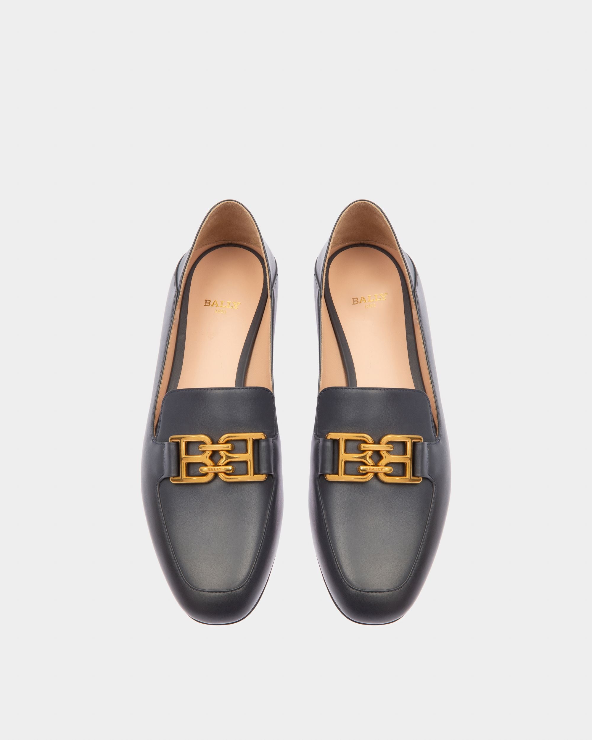 Ellah Flat Loafer Aus Marineblauem Leder - Damen - Bally - 03