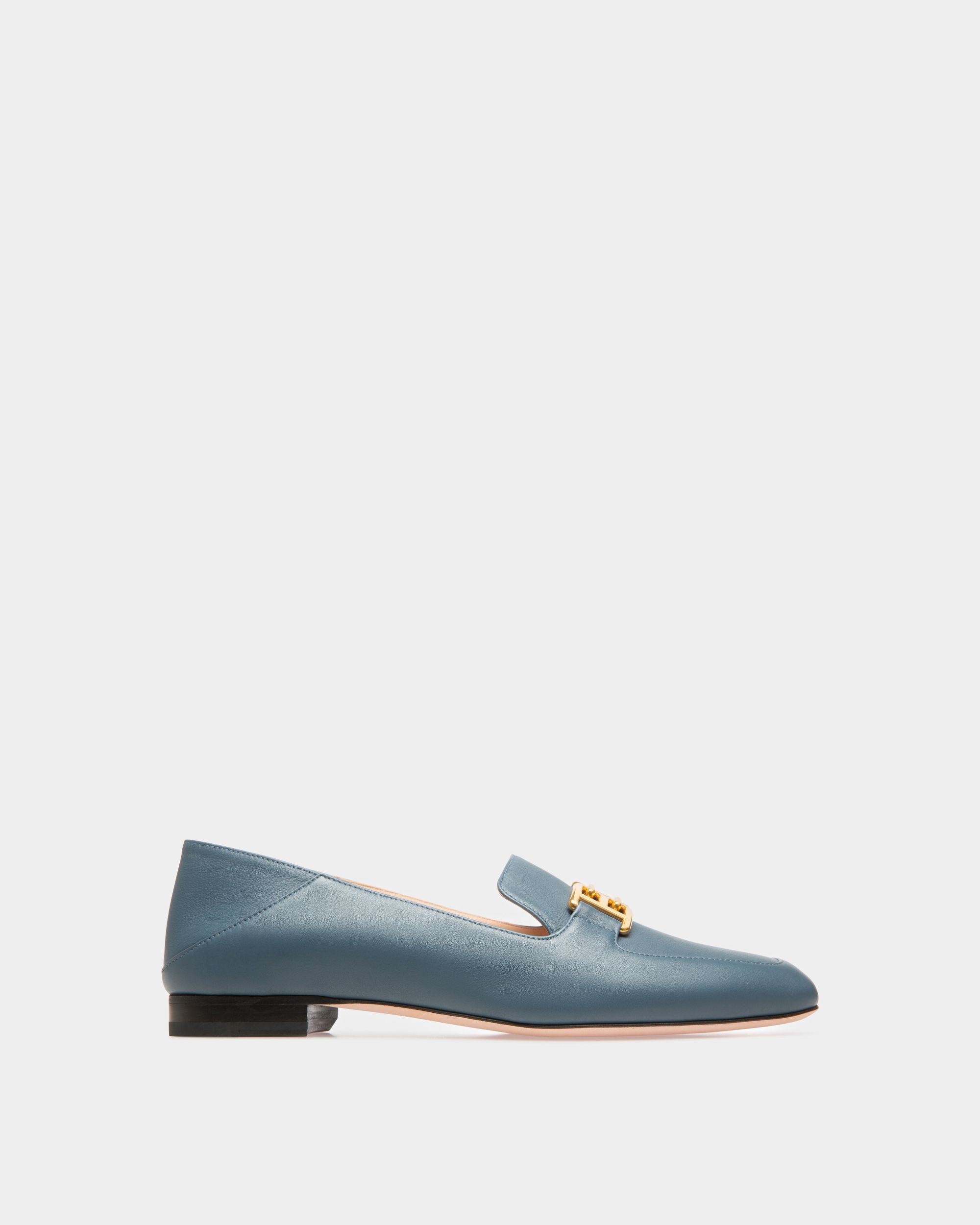 Ellah Flat Mocassins En Cuir Bleu - Femme - Bally - 01