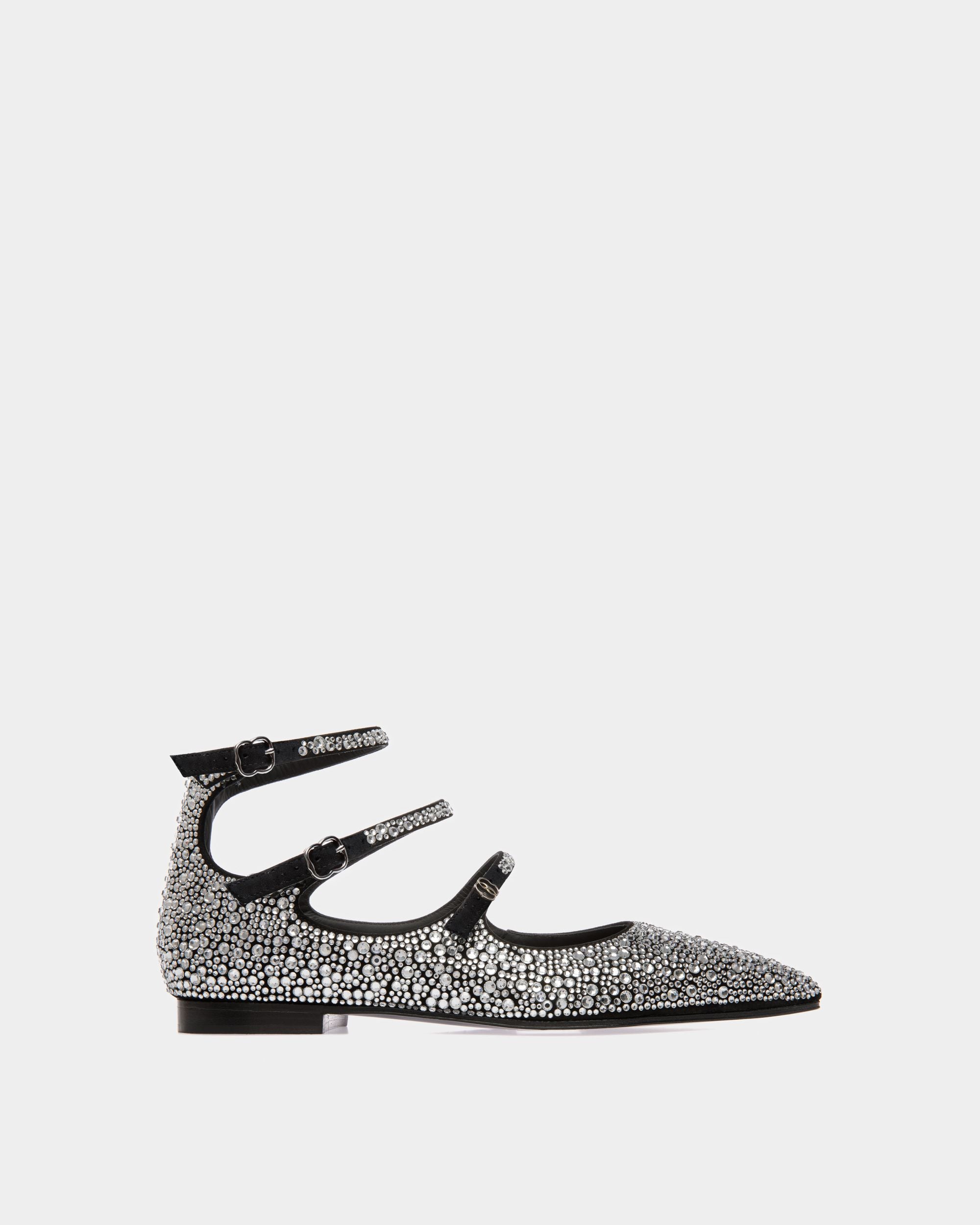 Marilou Ballerina Aus Schwarzem Leder Und Kristallsteinen - Damen - Bally - 01