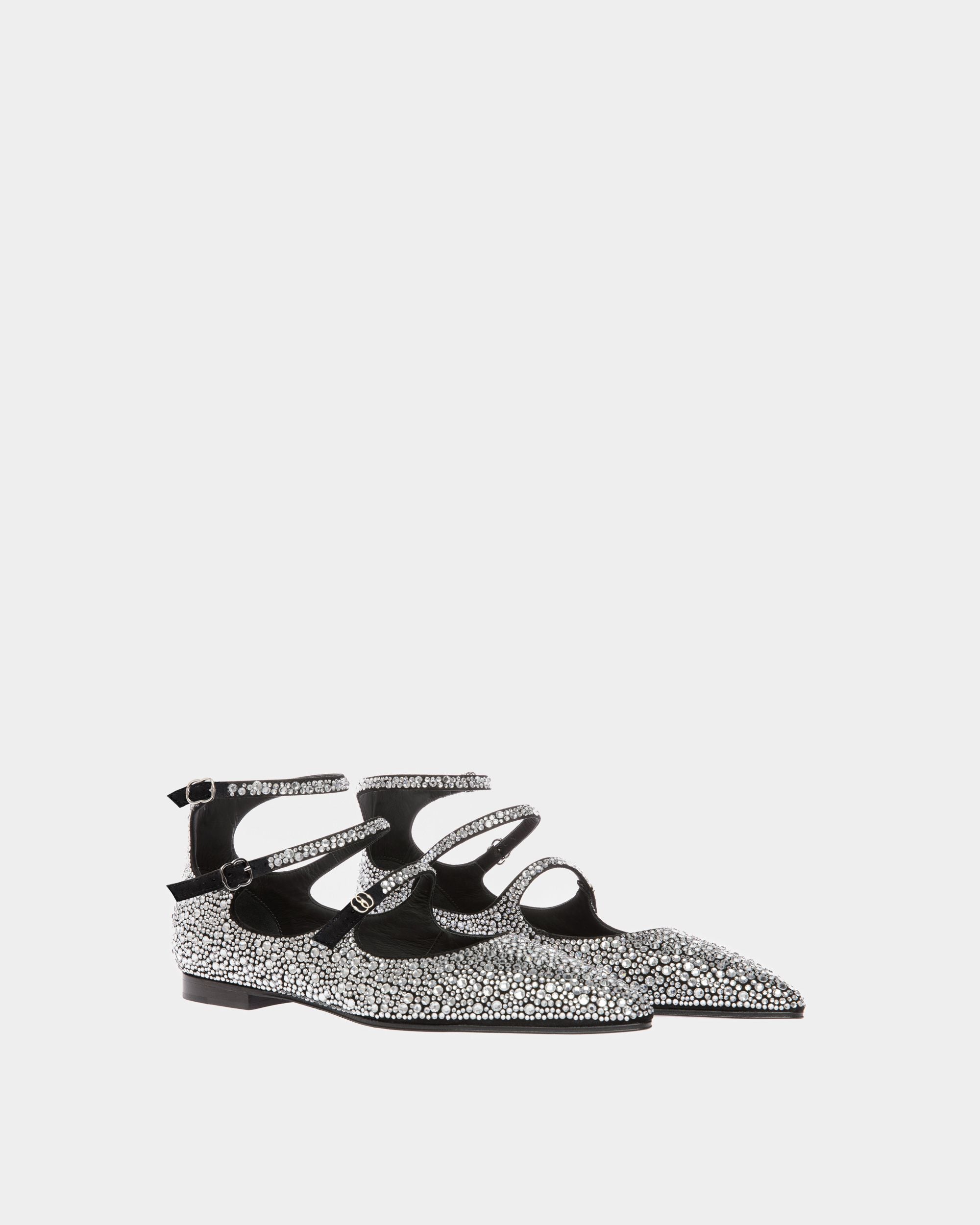 Marilou Ballerina Aus Schwarzem Leder Und Kristallsteinen - Damen - Bally - 03