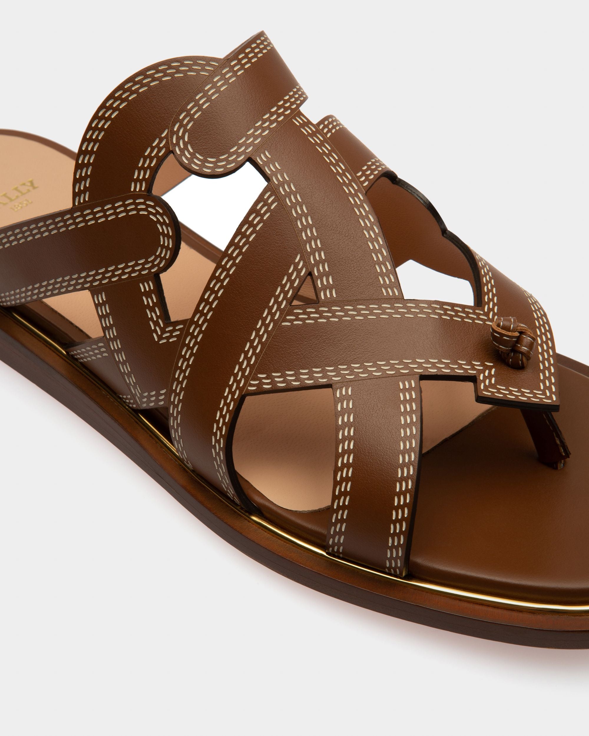 Glada Sandali Piatti In Pelle Marrone Chiaro - Donna - Bally - 05