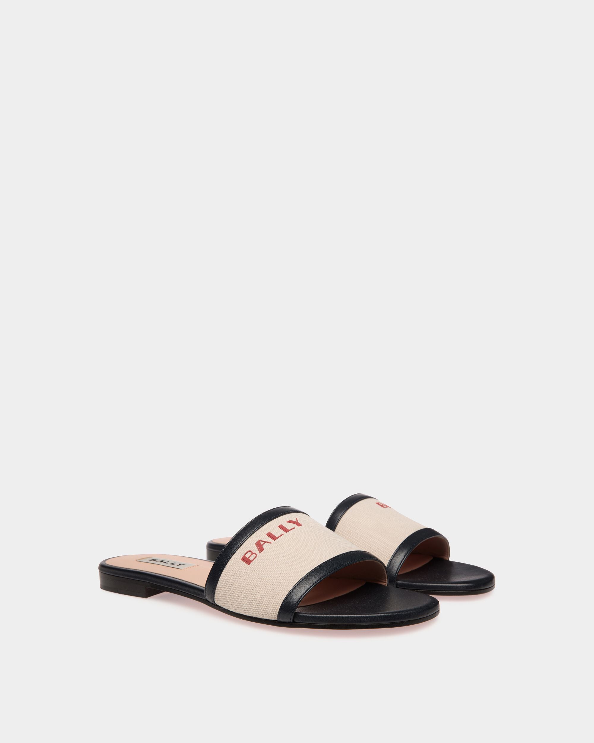 Summer Capsule Pantolette Aus Canvas Und Leder In Natur Und Marineblau - Damen - Bally - 02