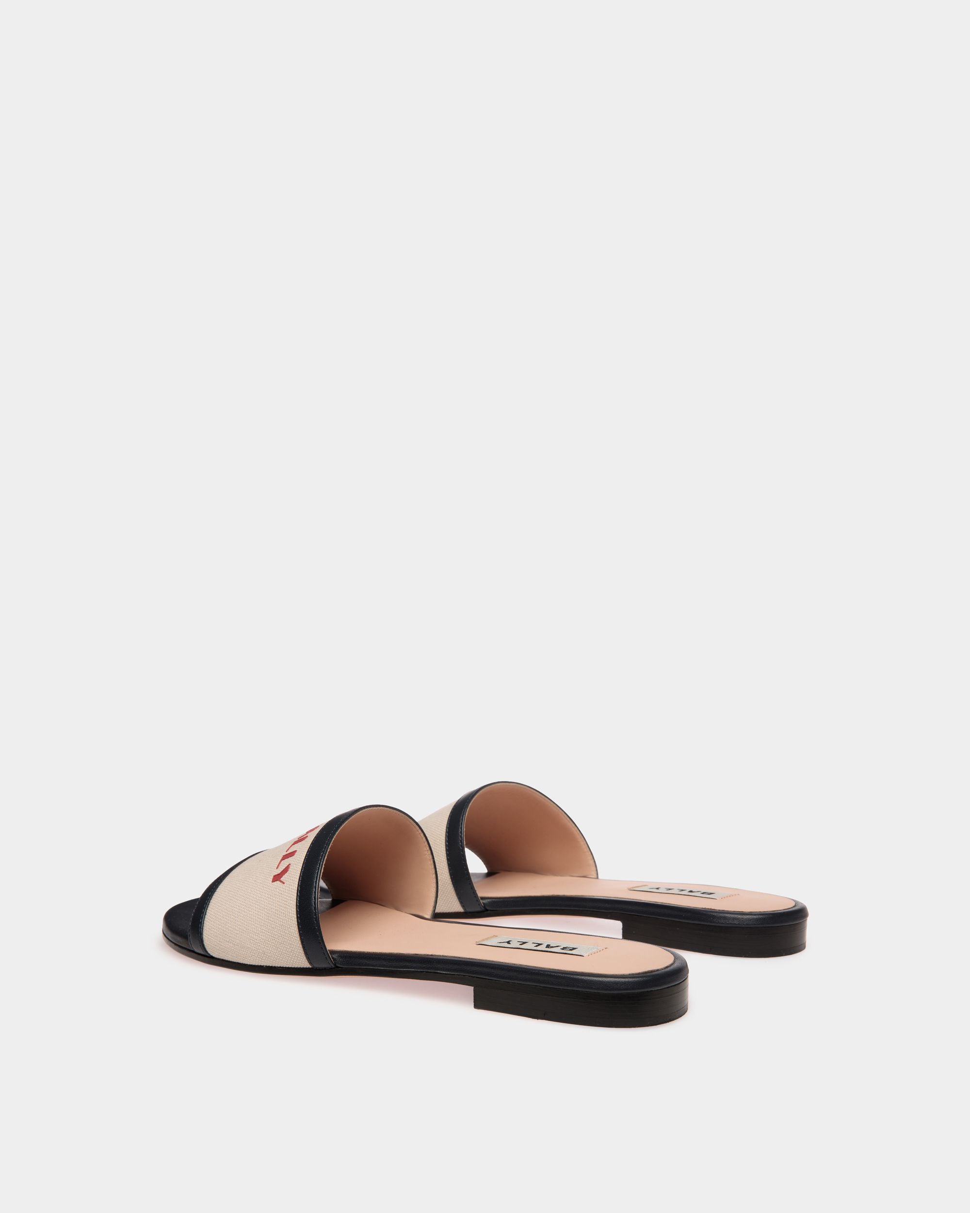 Summer Capsule Pantolette Aus Canvas Und Leder In Natur Und Marineblau - Damen - Bally - 03