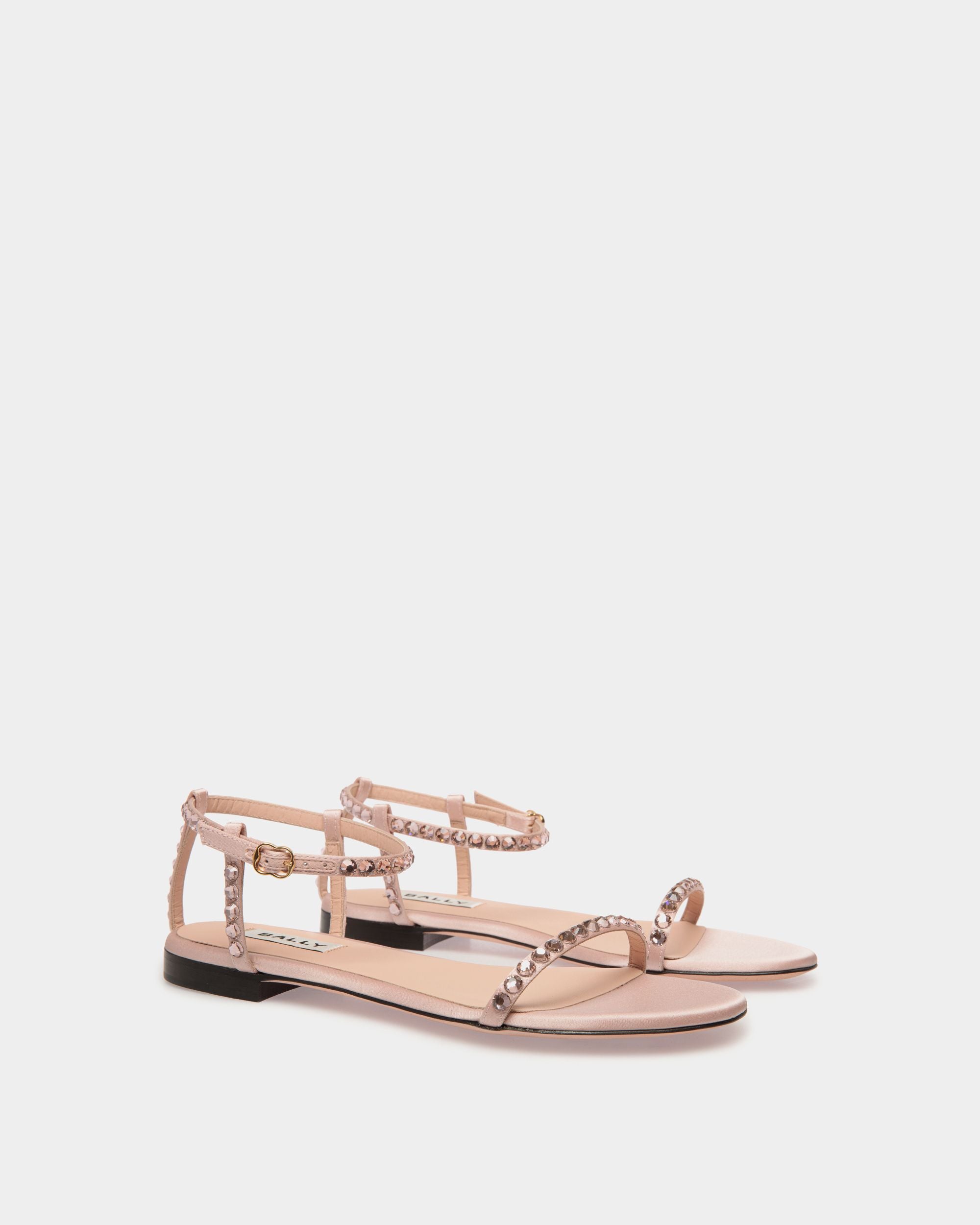 Sandalo Basso Katy In Tessuto Light Pink Con Cristalli - Donna - Bally - 02
