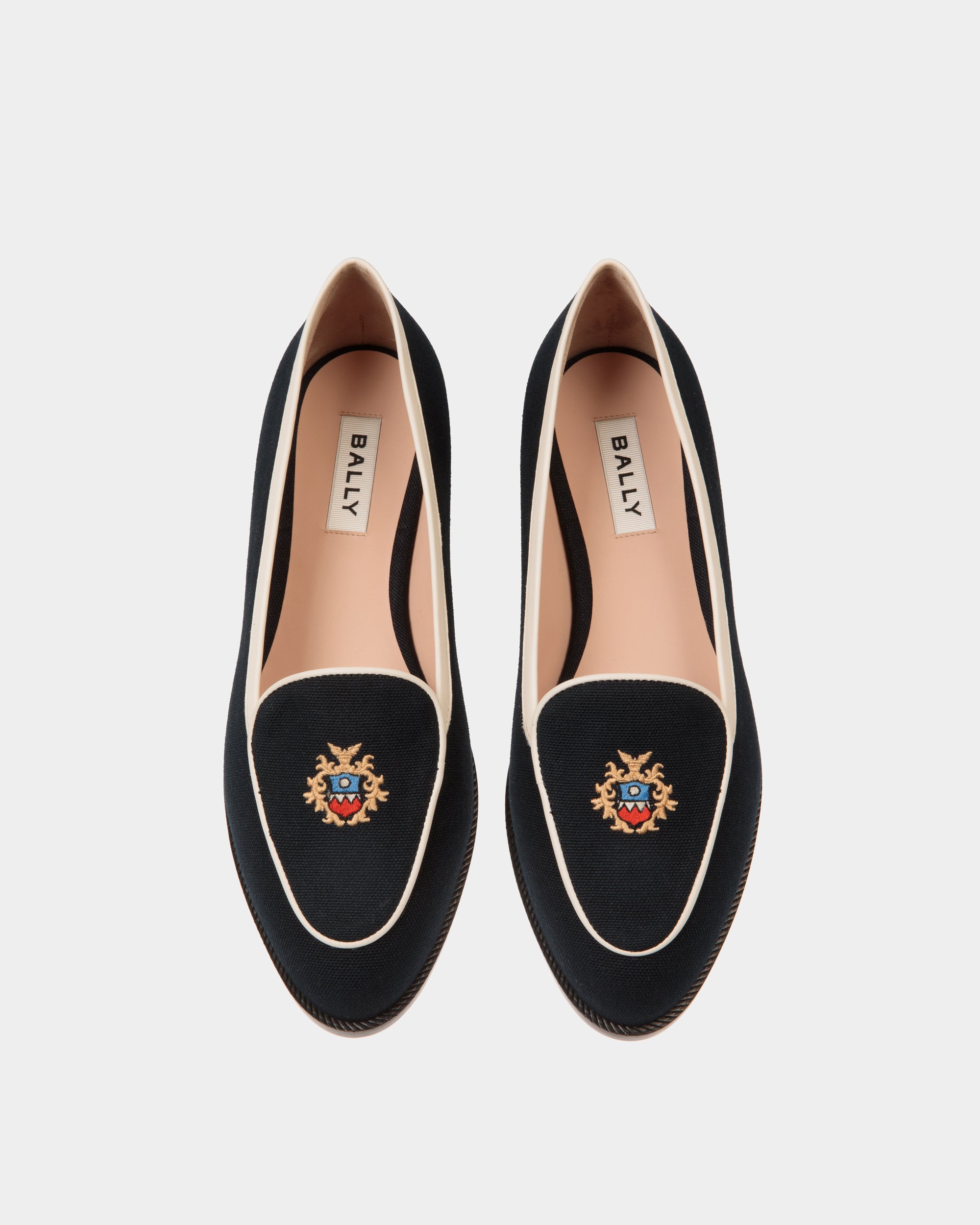 Elite Flat in Navy Blue Fabric - Women's - Bally - 04