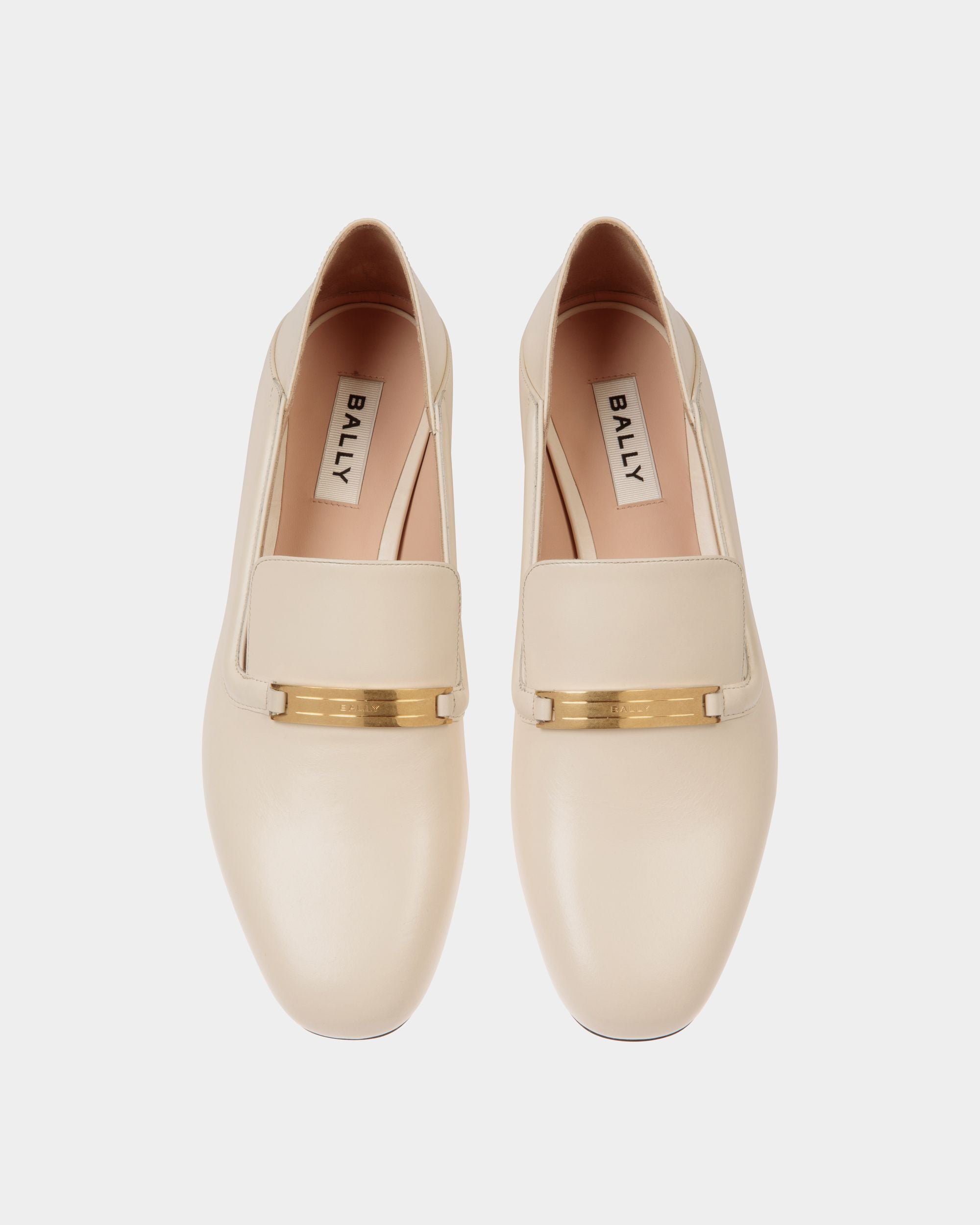 Deco Flat in White Leather - Women's - Bally - 05