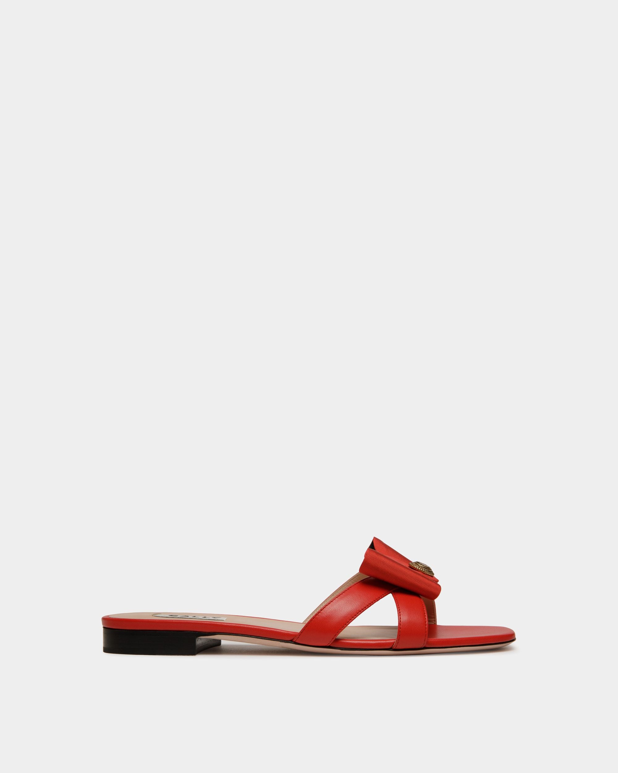 Flache B-Bow Sandalen Aus Leder In Rot - Damen - Bally - 01