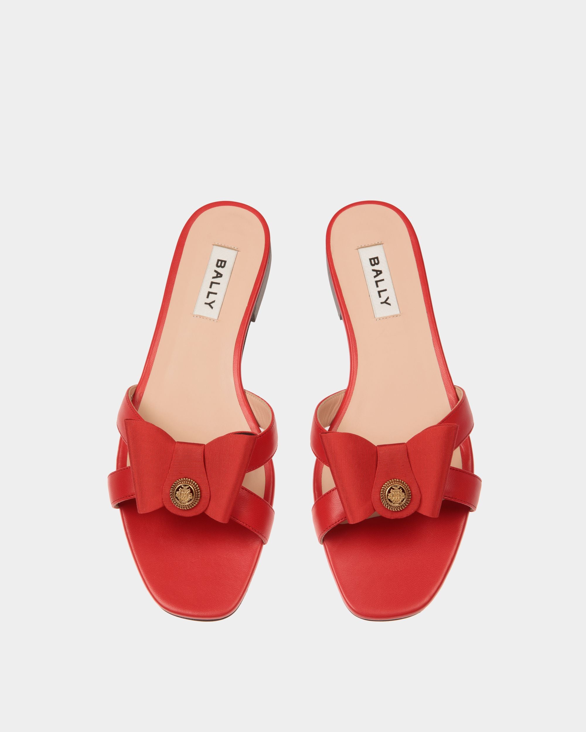 Flache B-Bow Sandalen Aus Leder In Rot - Damen - Bally - 05