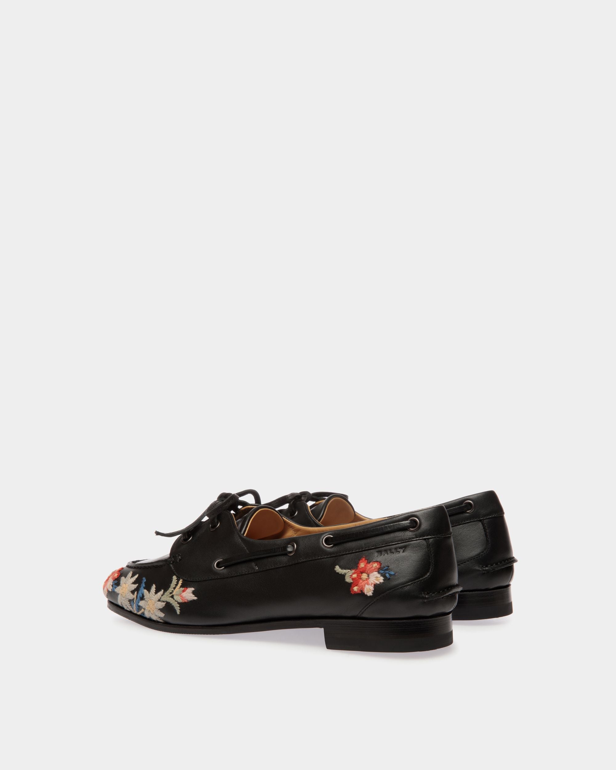 Winter Capsule Mokassin Aus Schwarzem Leder Mit Alpenblumen - Damen - Bally - 03
