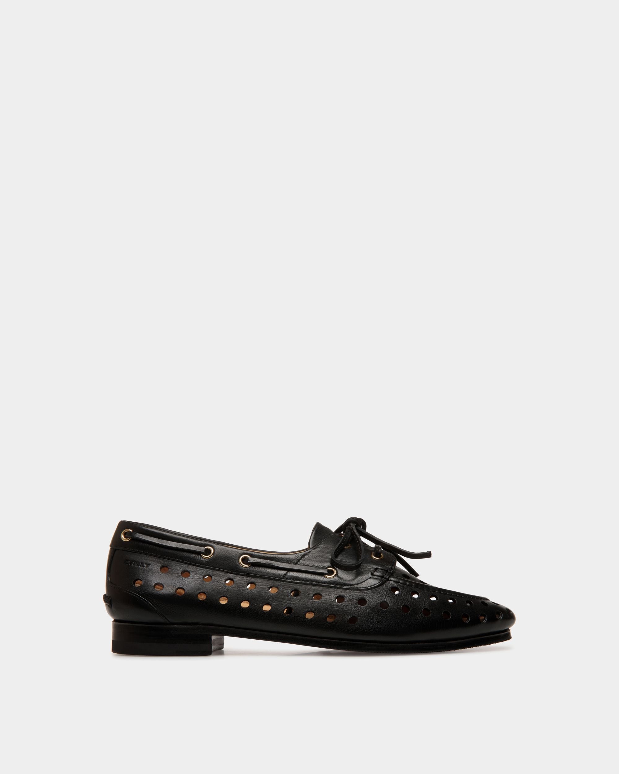 Plume Moccasin in Black Leather - Women's - Bally - 01