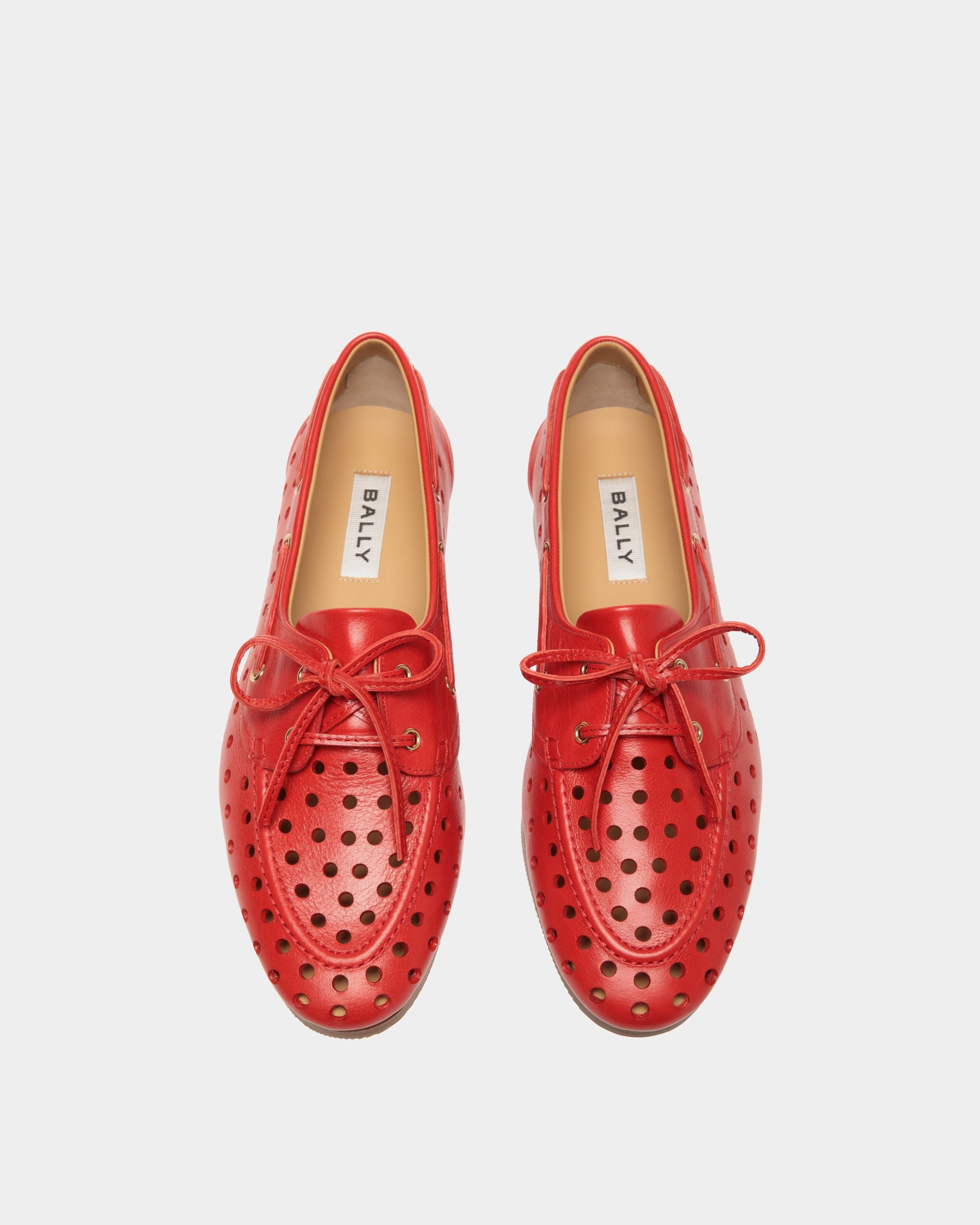 Mocassino Plume In Pelle Rossa - Donna - Bally - 03