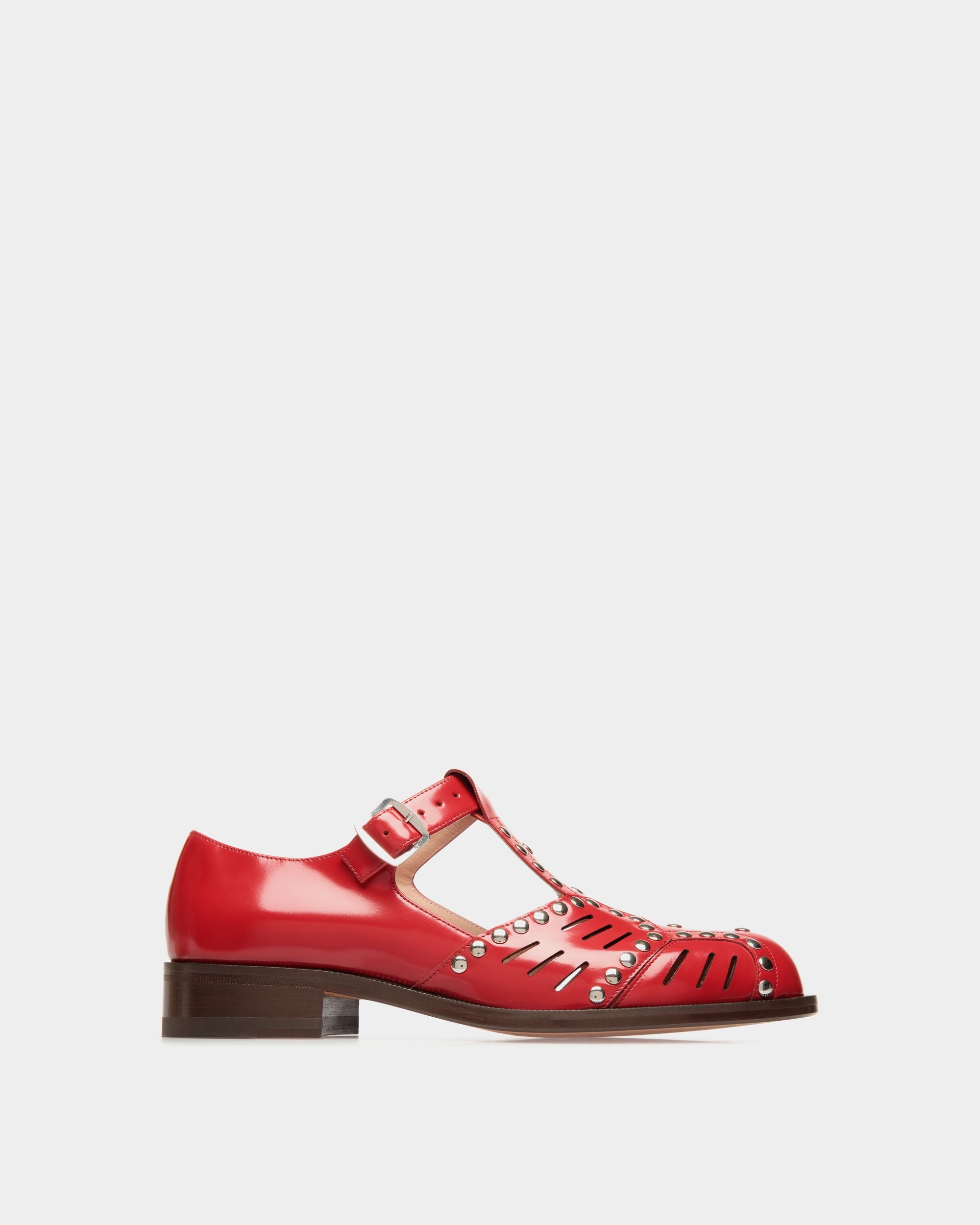 Flache Spiegel Sandale Aus Leder In Rot - Damen - Bally - 01