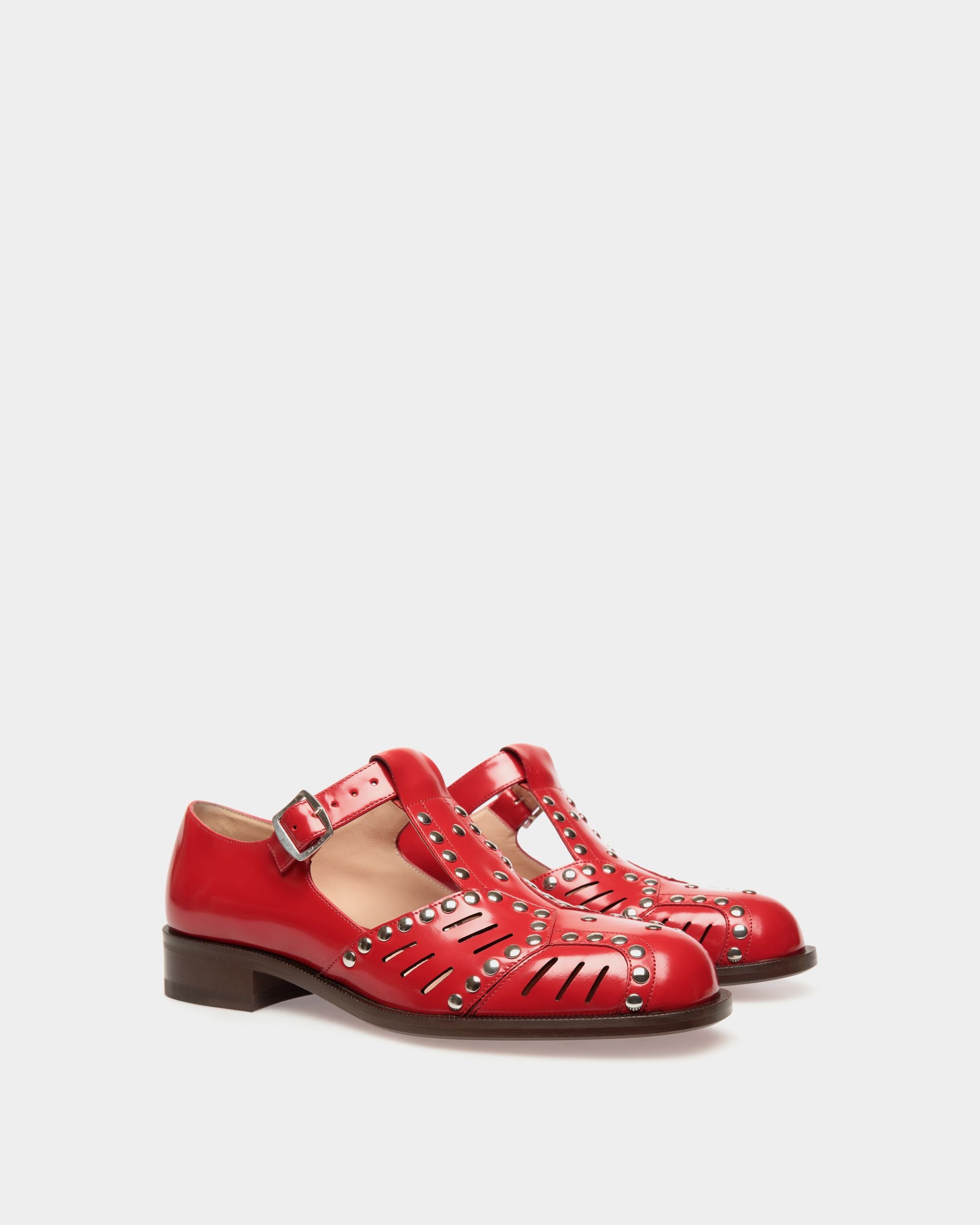 Flache Spiegel Sandale Aus Leder In Rot - Damen - Bally - 02