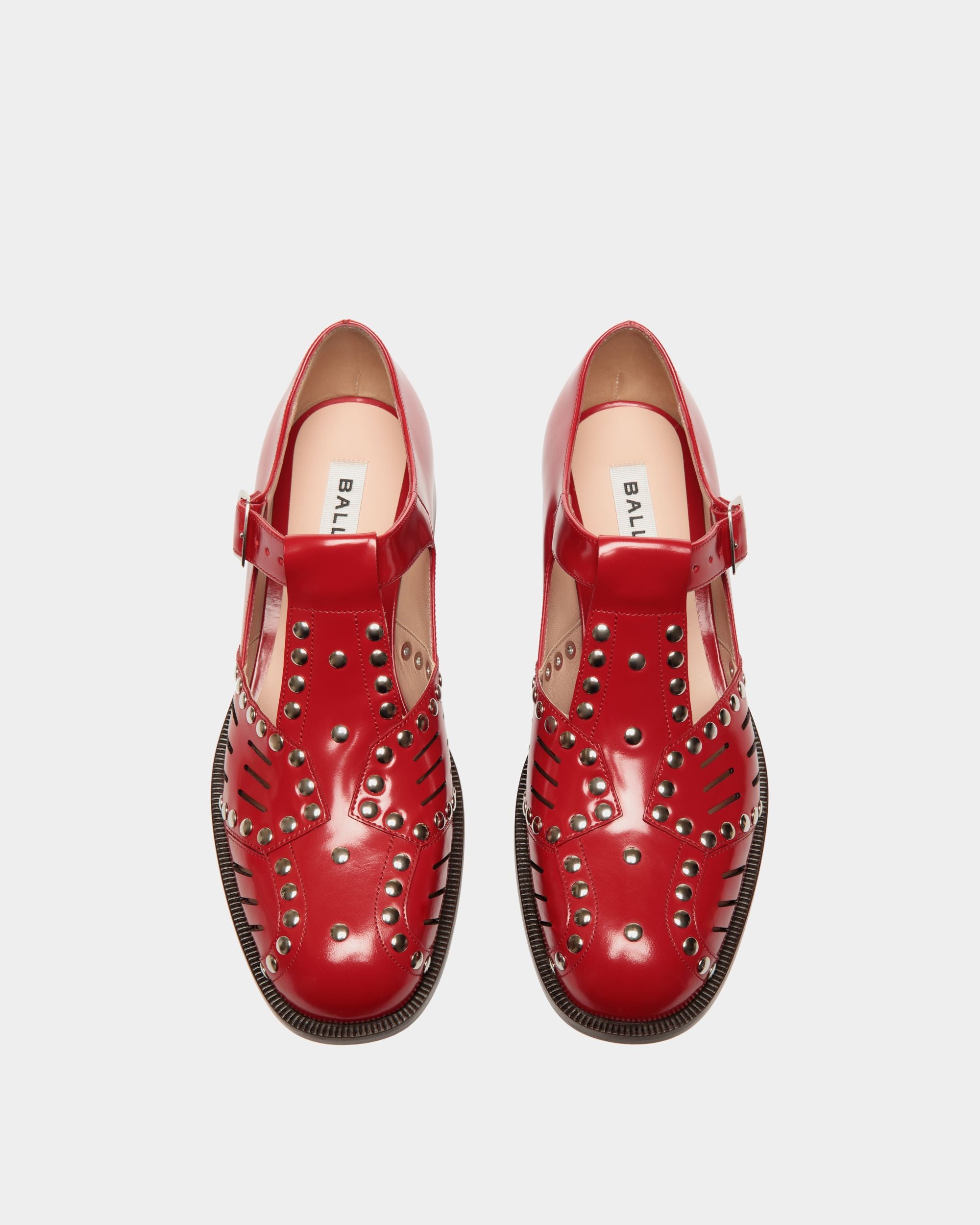 Flache Spiegel Sandale Aus Leder In Rot - Damen - Bally - 04