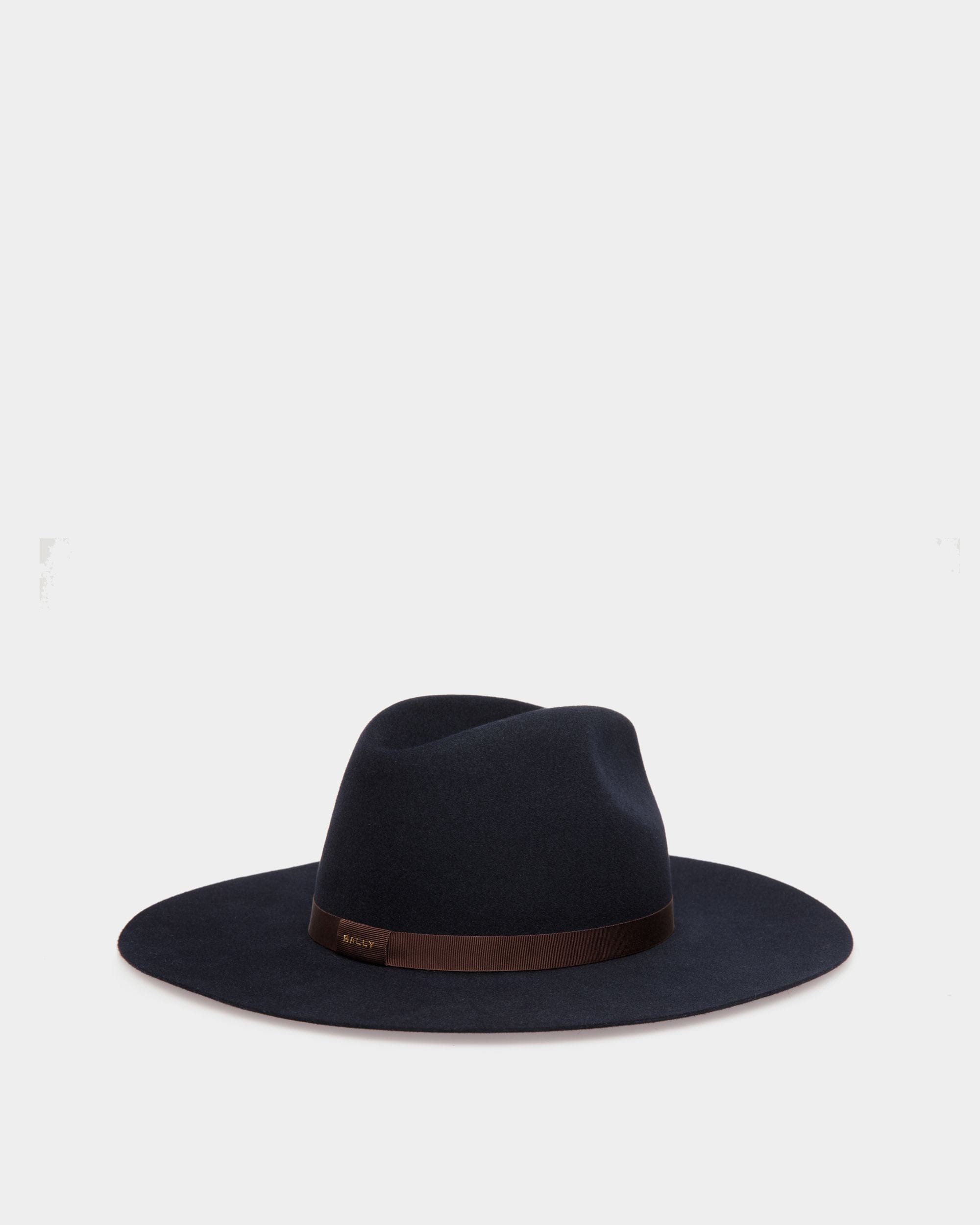 Hut Mit Breiter Krempe Aus Filz In Navy Blue - Damen - Bally - 02