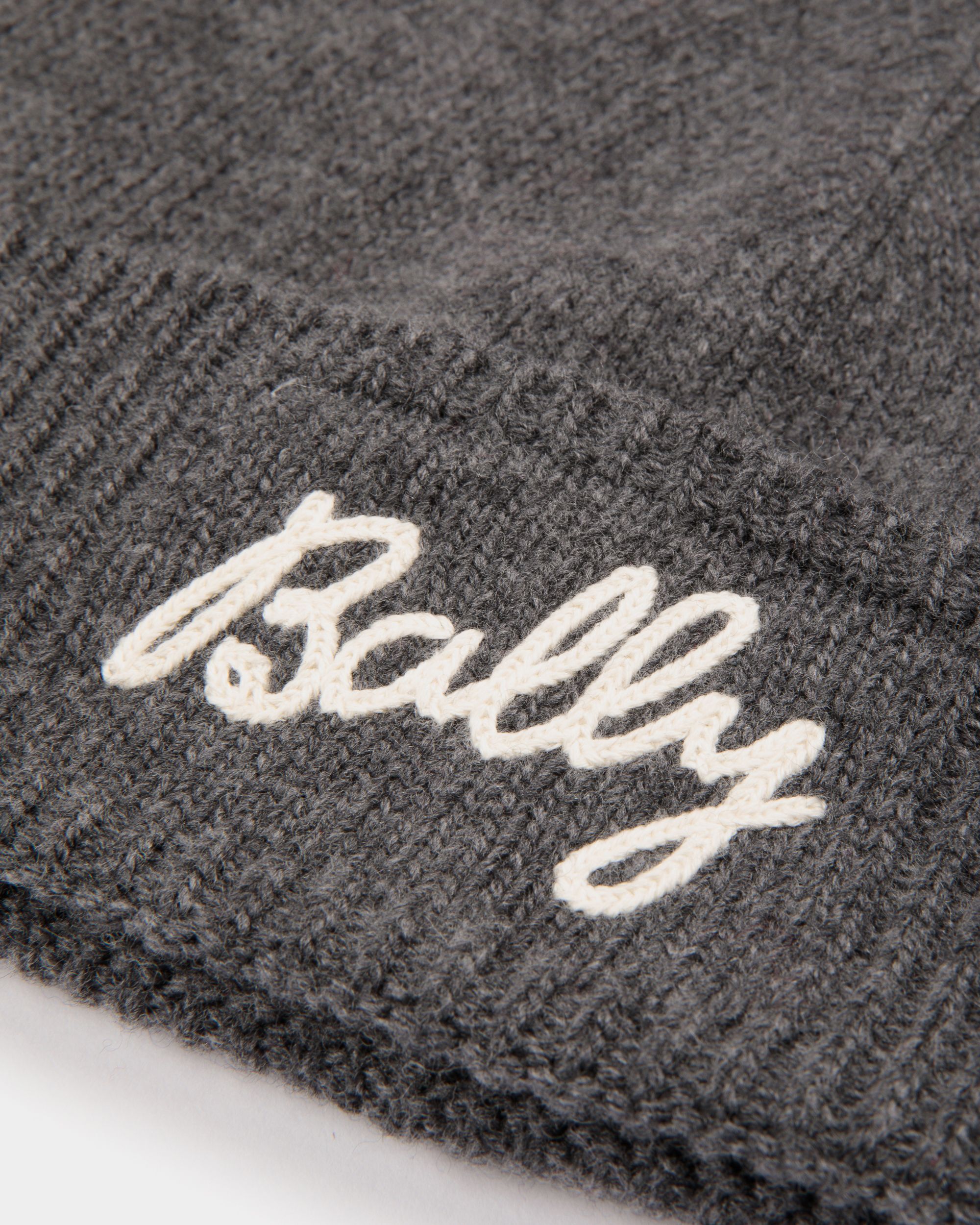 Beanie With a Logo In Grey Wool - Women's - Bally - 02