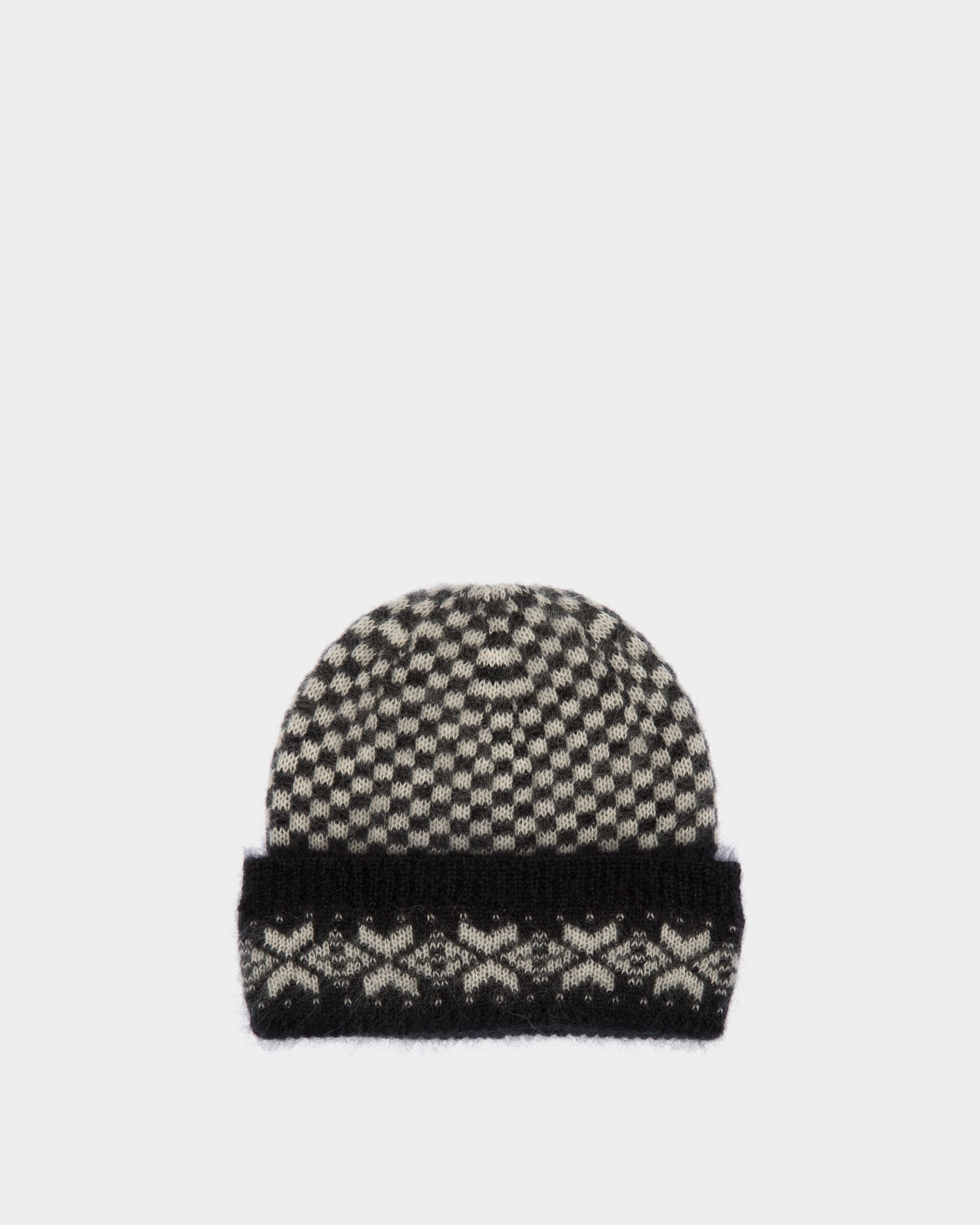 Bonnet En Mohair Et Soie Noir Et Blanc - Femme - Bally - 01