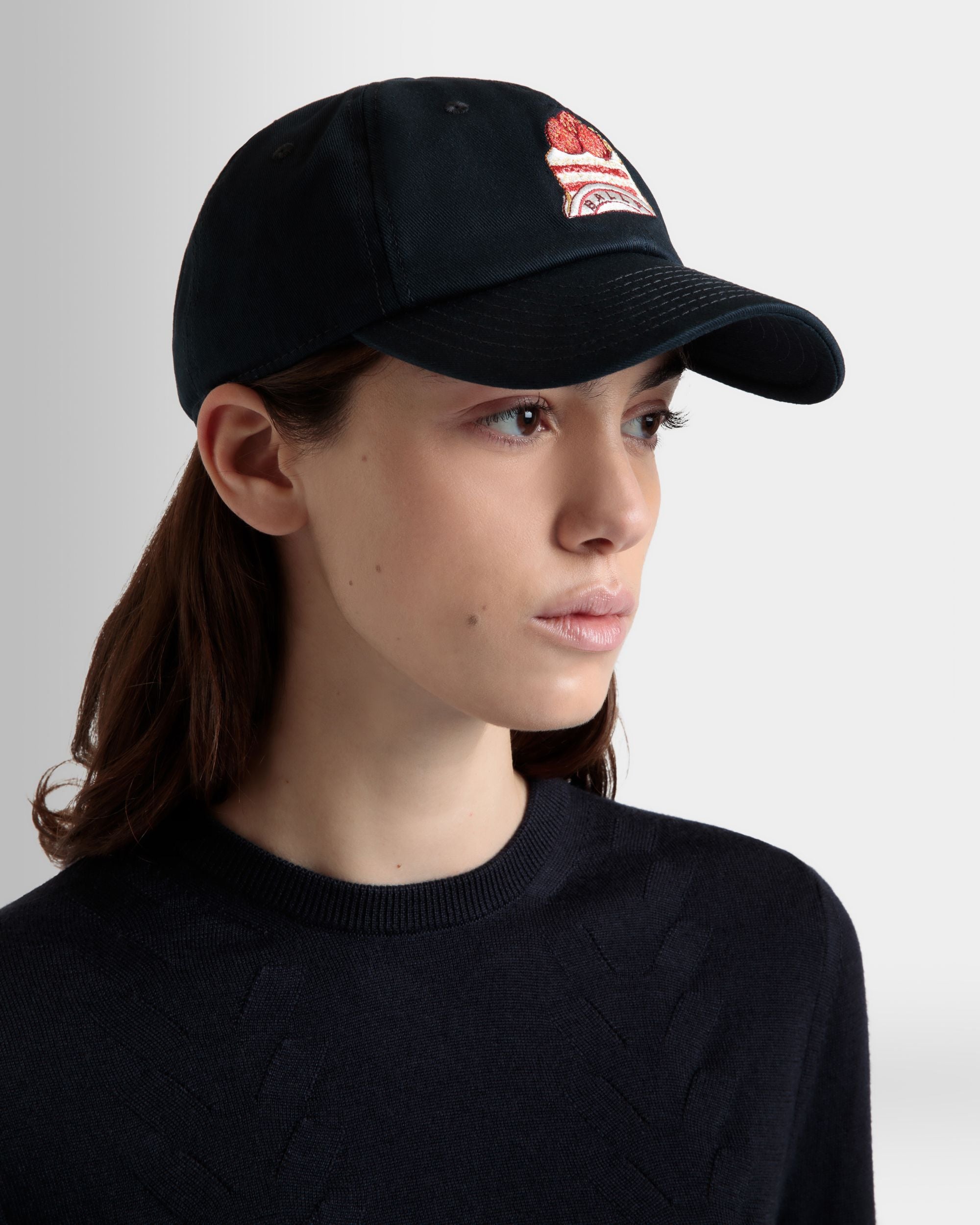 Baseball Hat with Bally Cake in Navy Blue Cotton - Women's - Bally - 02