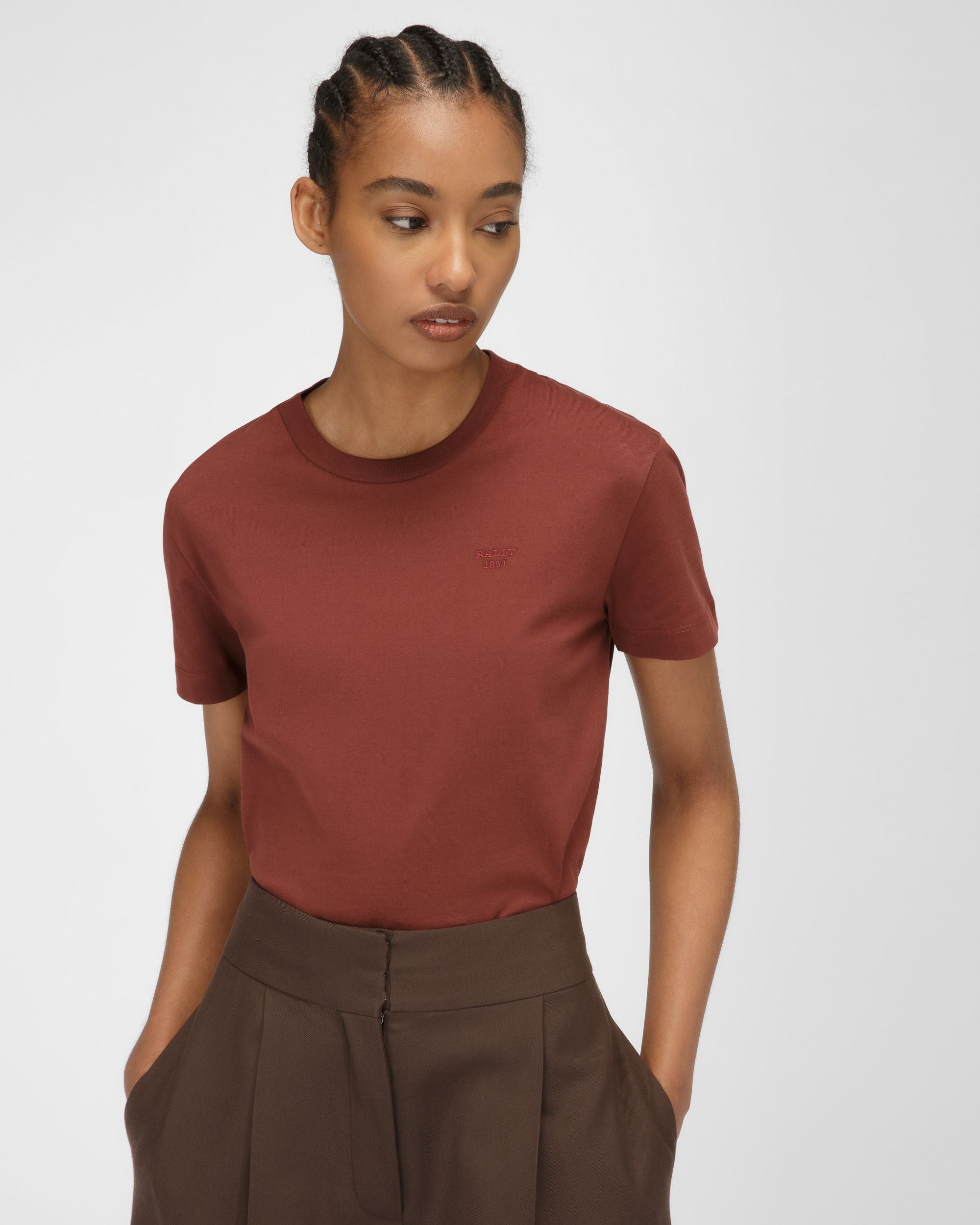 T-Shirt En Coton Biologique Rouge Héritage - Femme - Bally - 01