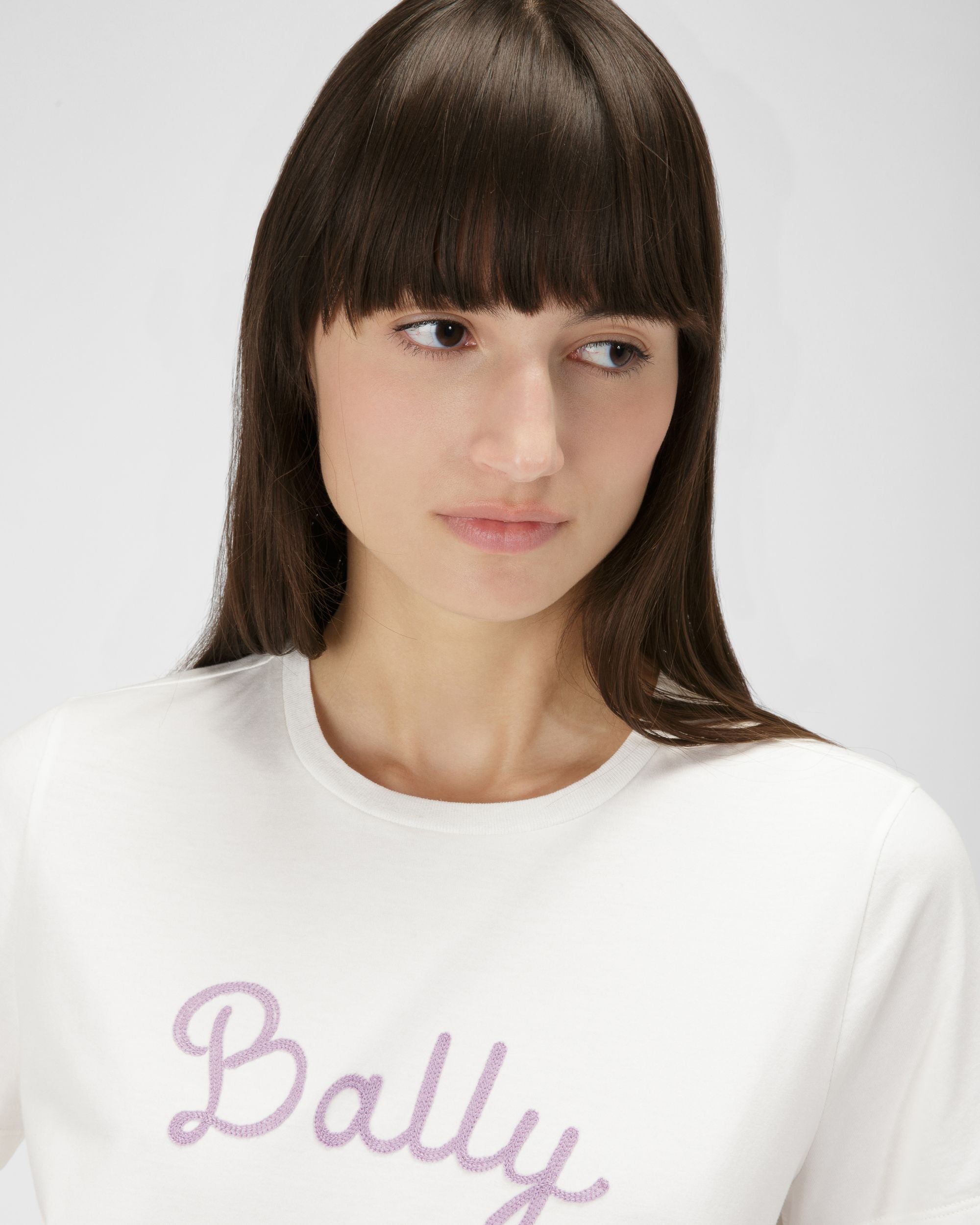 T-Shirt Aus Elfenbeinfarbener Baumwolle - Damen - Bally - 02